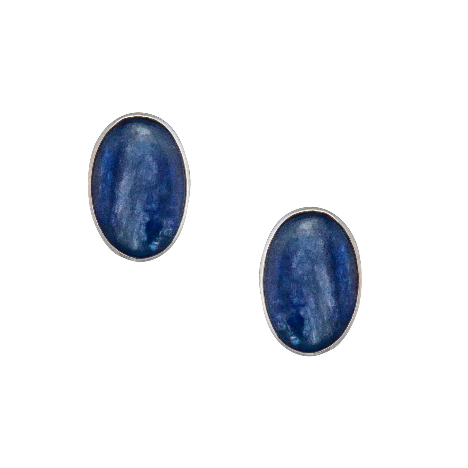 Sterling Silver Kyanite Oval Post Earrings | Charles Albert Jewelry