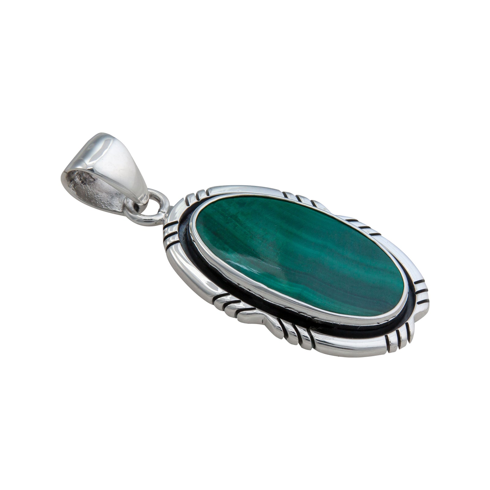 Sterling Silver Malachite C&O Pendant | Charles Albert Jewelry