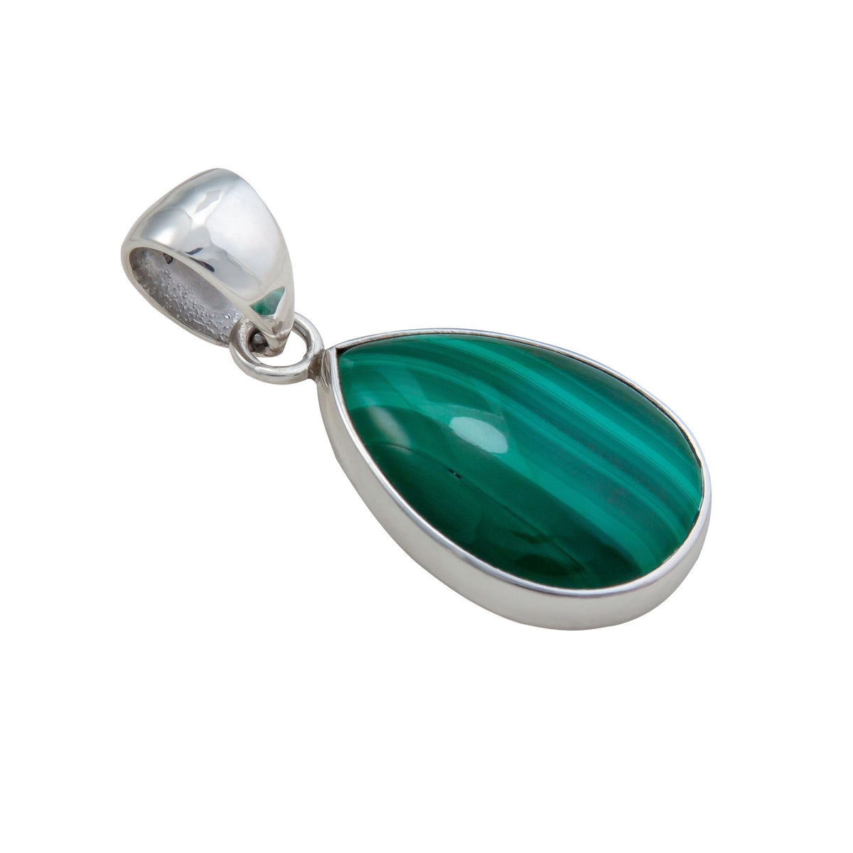 Sterling Silver Malachite Teardrop Pendant | Charles Albert Jewelry