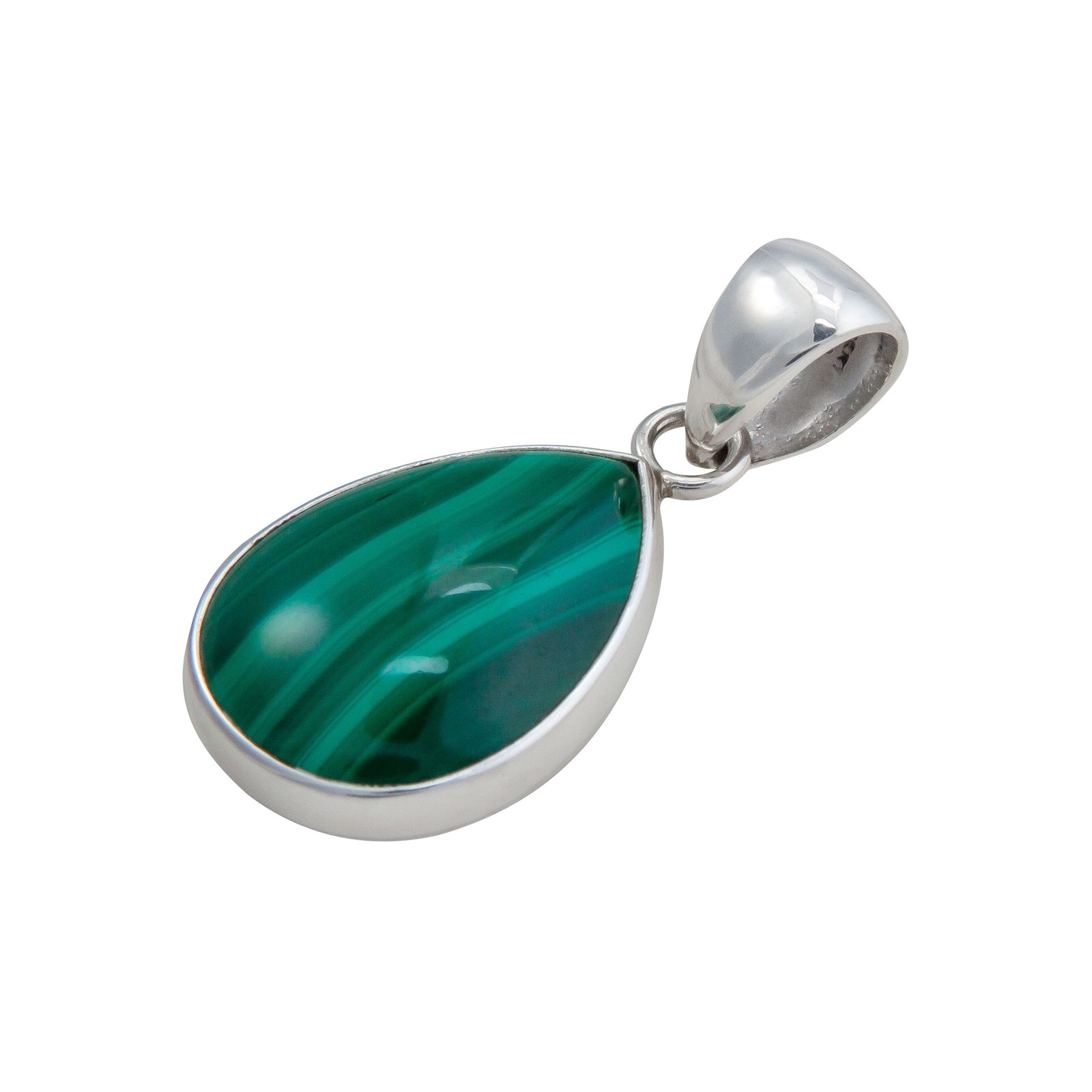 Sterling Silver Malachite Teardrop Pendant | Charles Albert Jewelry