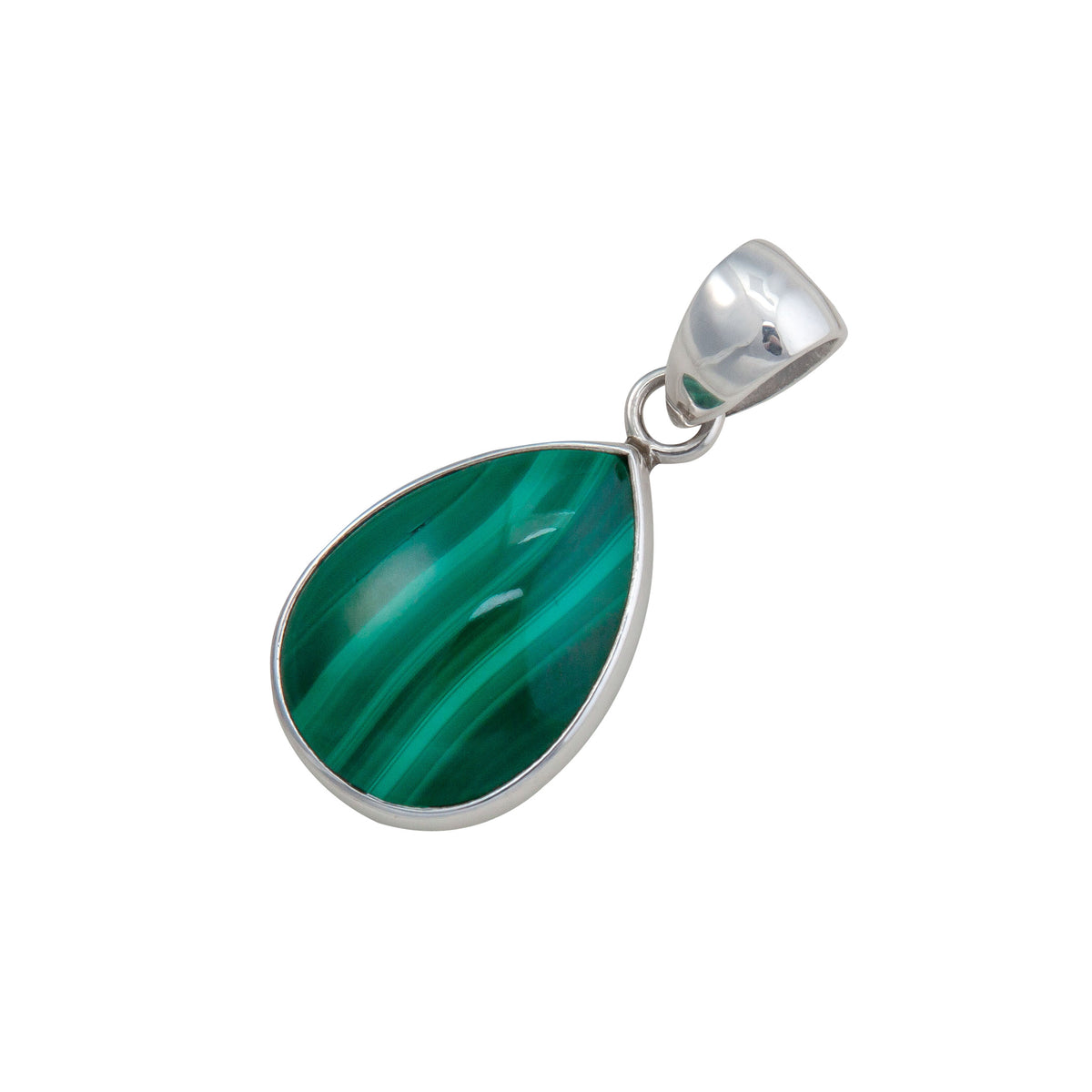 Sterling Silver Malachite Teardrop Pendant | Charles Albert Jewelry
