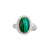 Sterling Silver Malachite Petite Adjustable Ring with Rope Edge | Charles Albert Jewelry