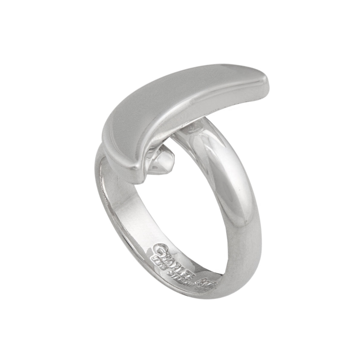 Sterling Silver Petite Crescent Moon Adjustable Ring