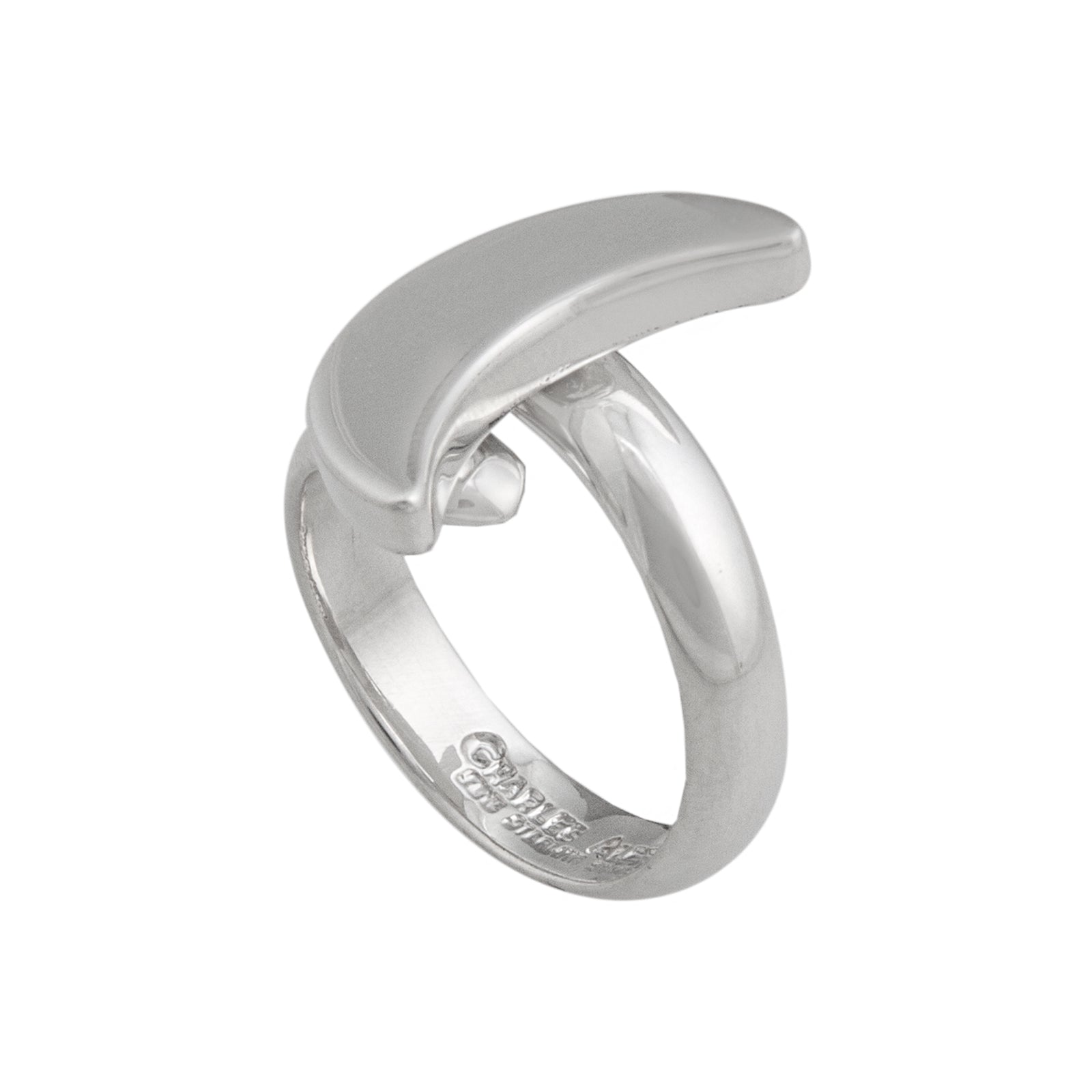 Sterling Silver Petite Crescent Moon Adjustable Ring