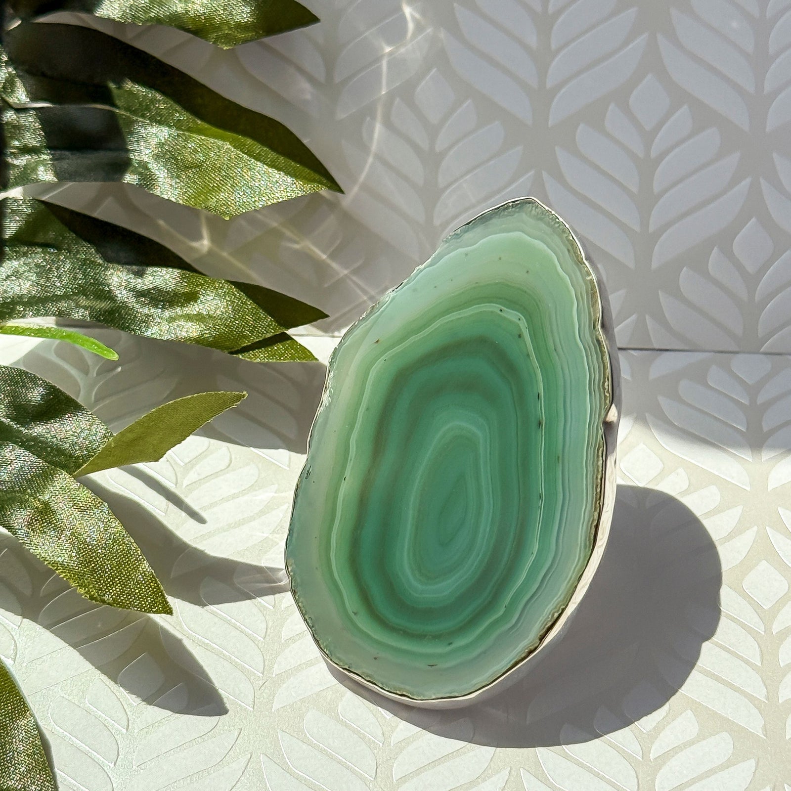 Sterling Silver Green Slice Adjustable Ring - Style #6 | Charles Albert Jewelry