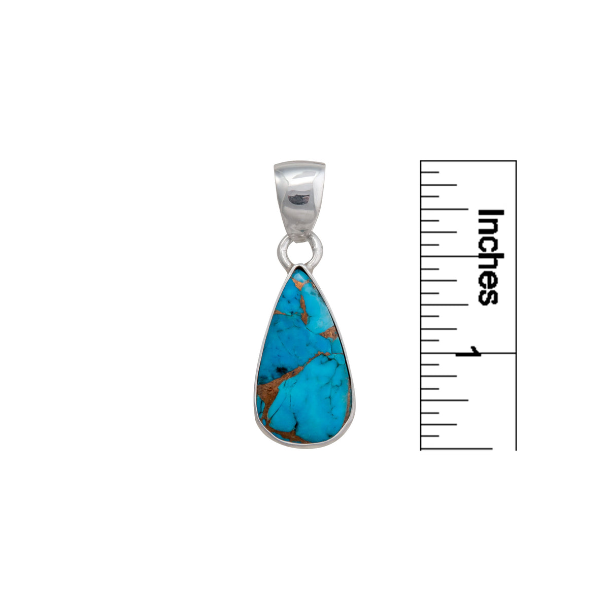 Sterling Silver Copper Infused Turquoise Teardrop Pendant | Charles Albert Jewelry