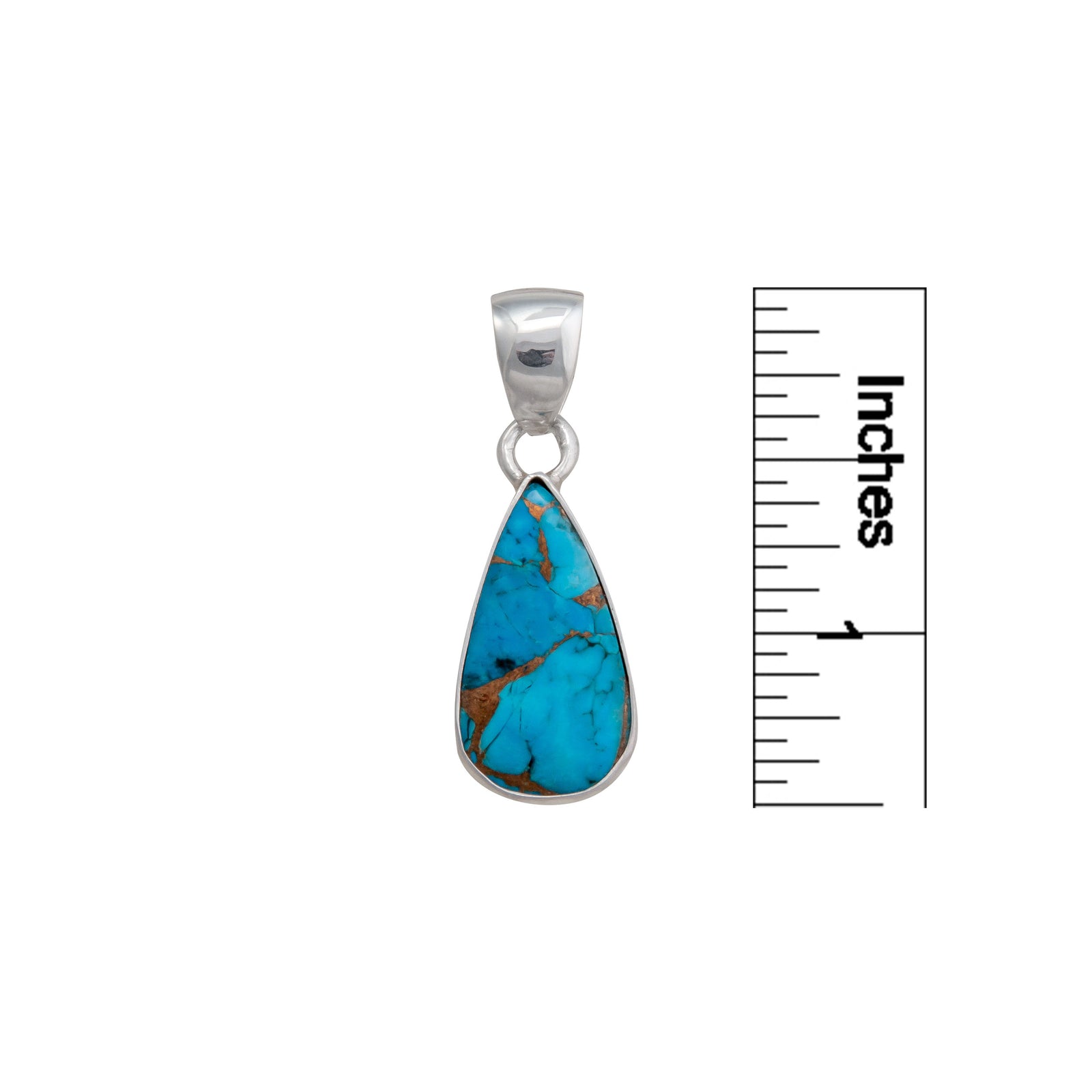 Sterling Silver Copper Infused Turquoise Teardrop Pendant | Charles Albert Jewelry