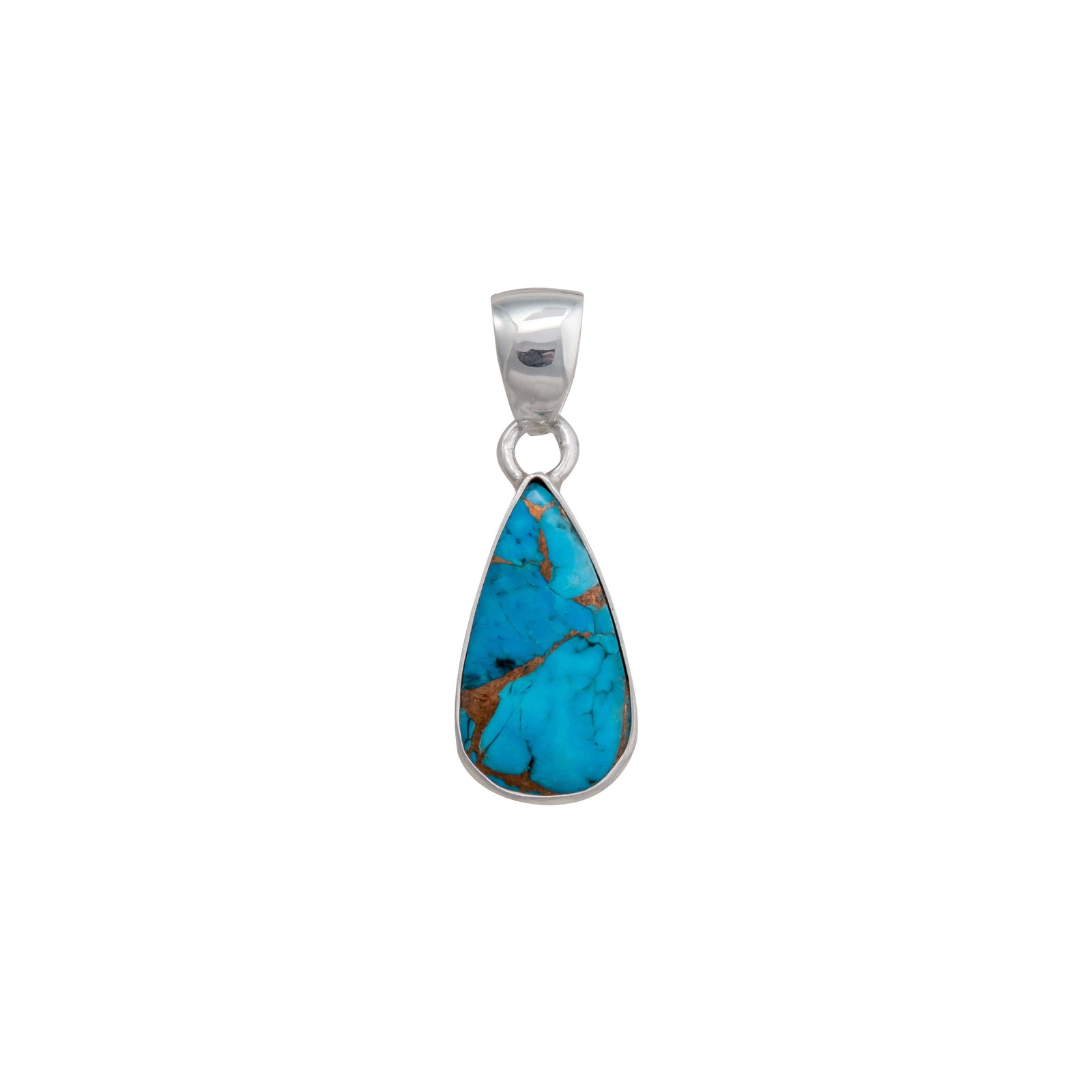 Sterling Silver Copper Infused Turquoise Teardrop Pendant | Charles Albert Jewelry