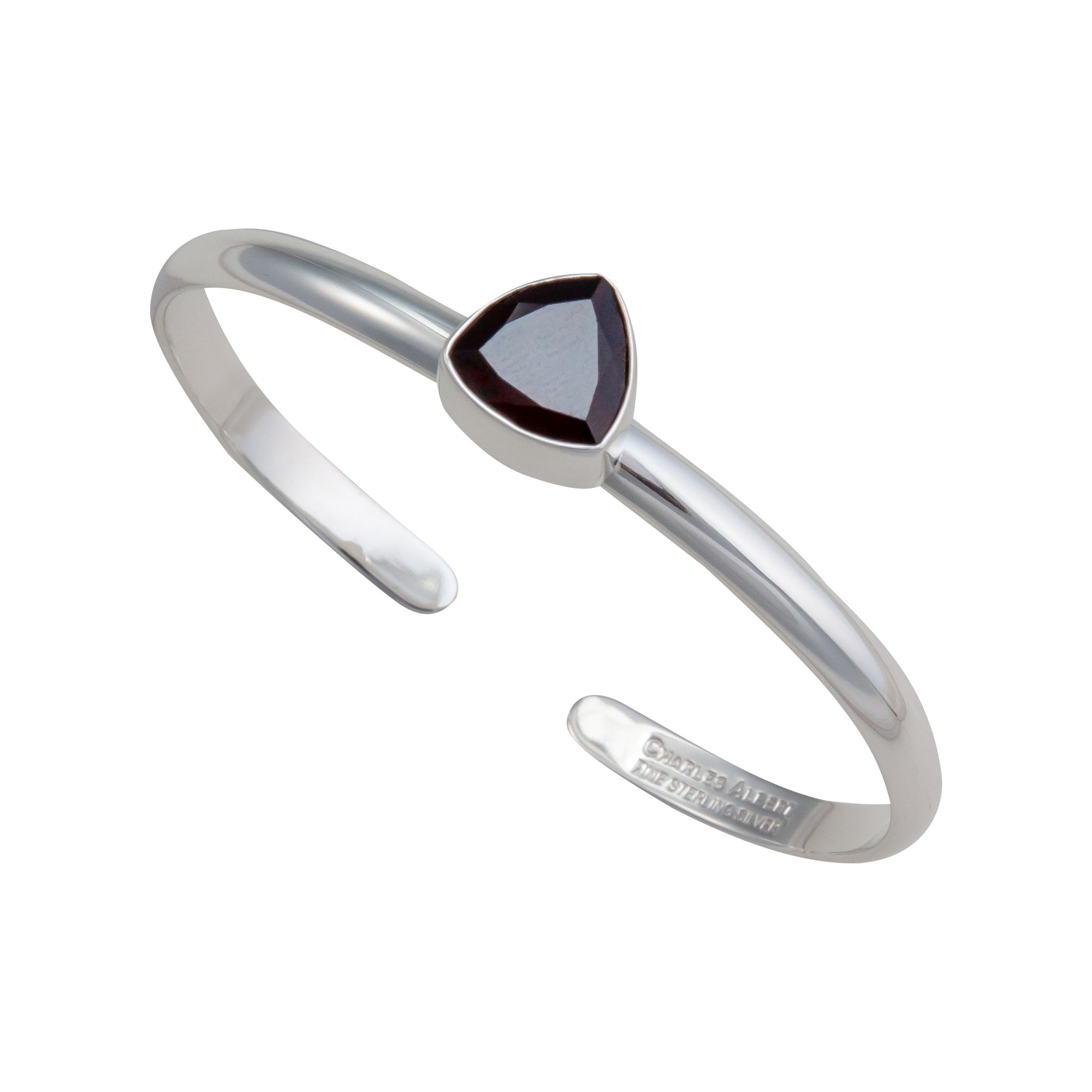 Sterling Silver Trillion Garnet Mini Cuff | Charles Albert Jewelry