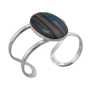 Sterling Silver Rainbow Calsilica Double Band Cuff | Charles Albert Jewelry