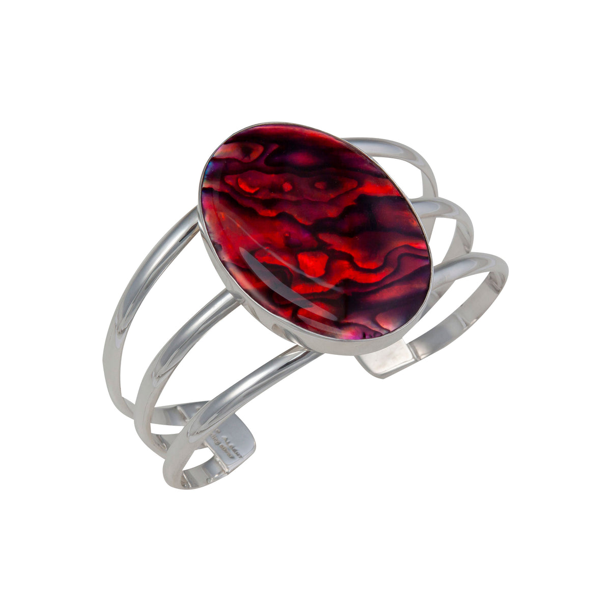 Sterling Silver Red Abalone Multi Band Cuff | Charles Albert Jewelry
