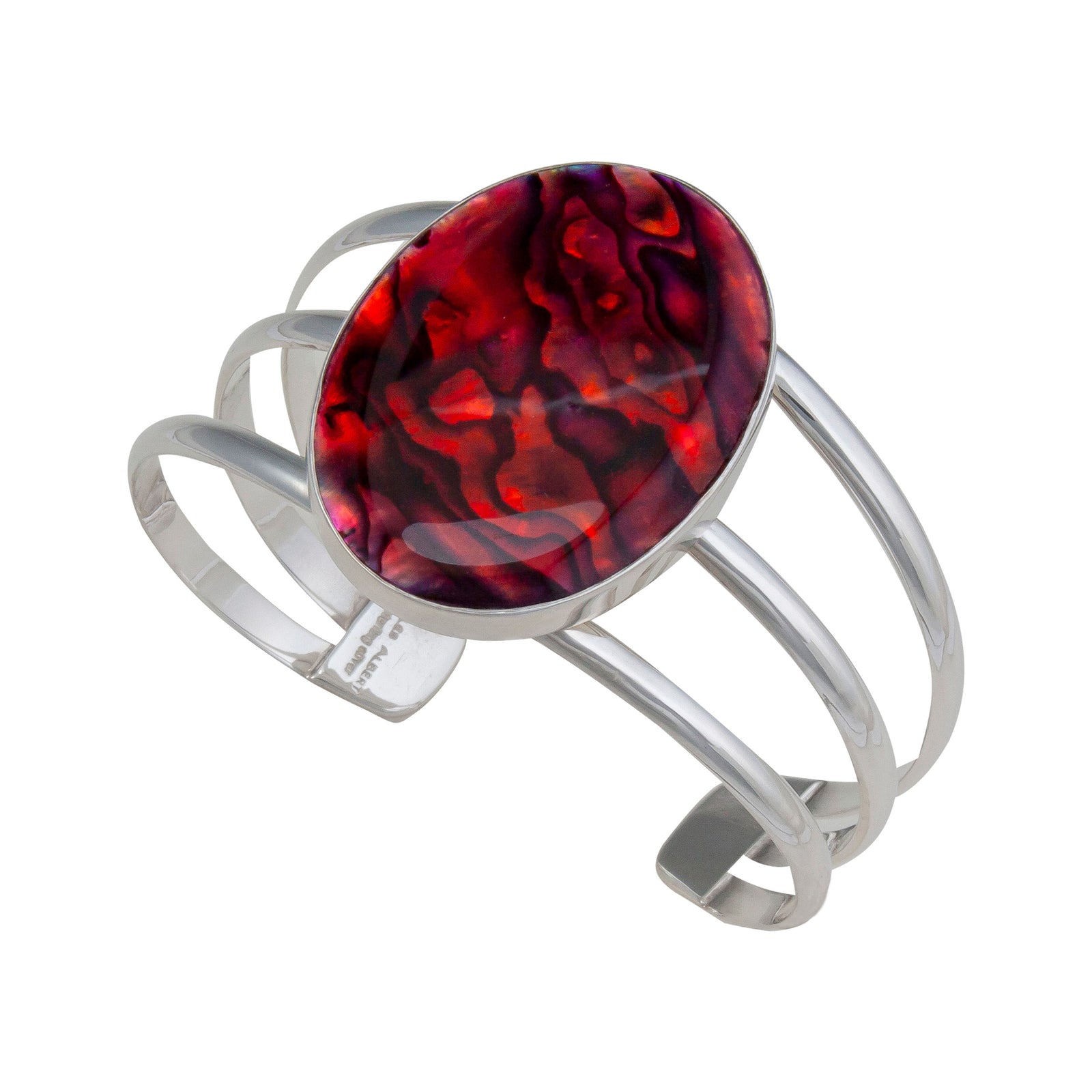 Sterling Silver Red Abalone Multi Band Cuff | Charles Albert Jewelry
