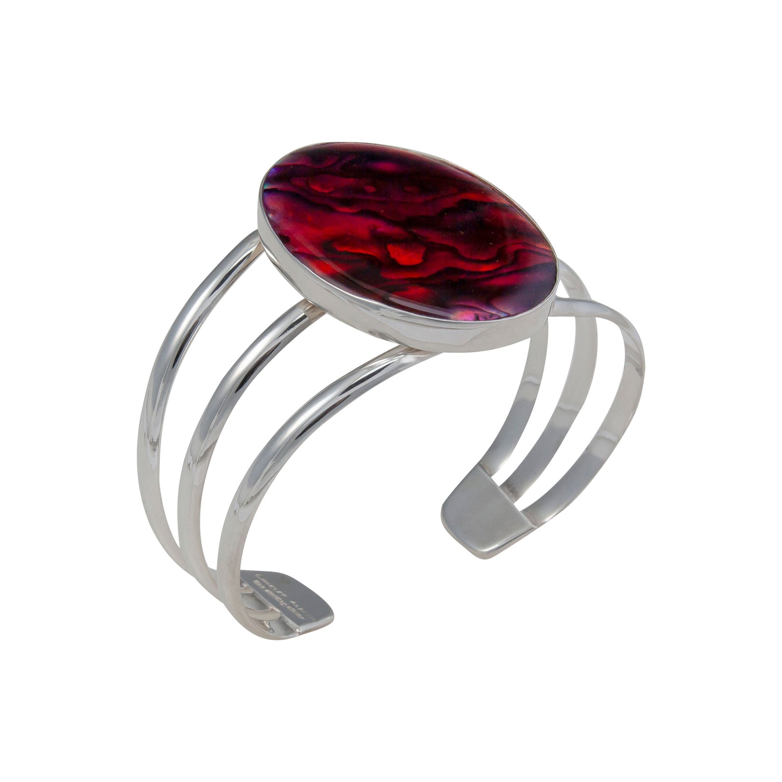 Sterling Silver Red Abalone Multi Band Cuff | Charles Albert Jewelry