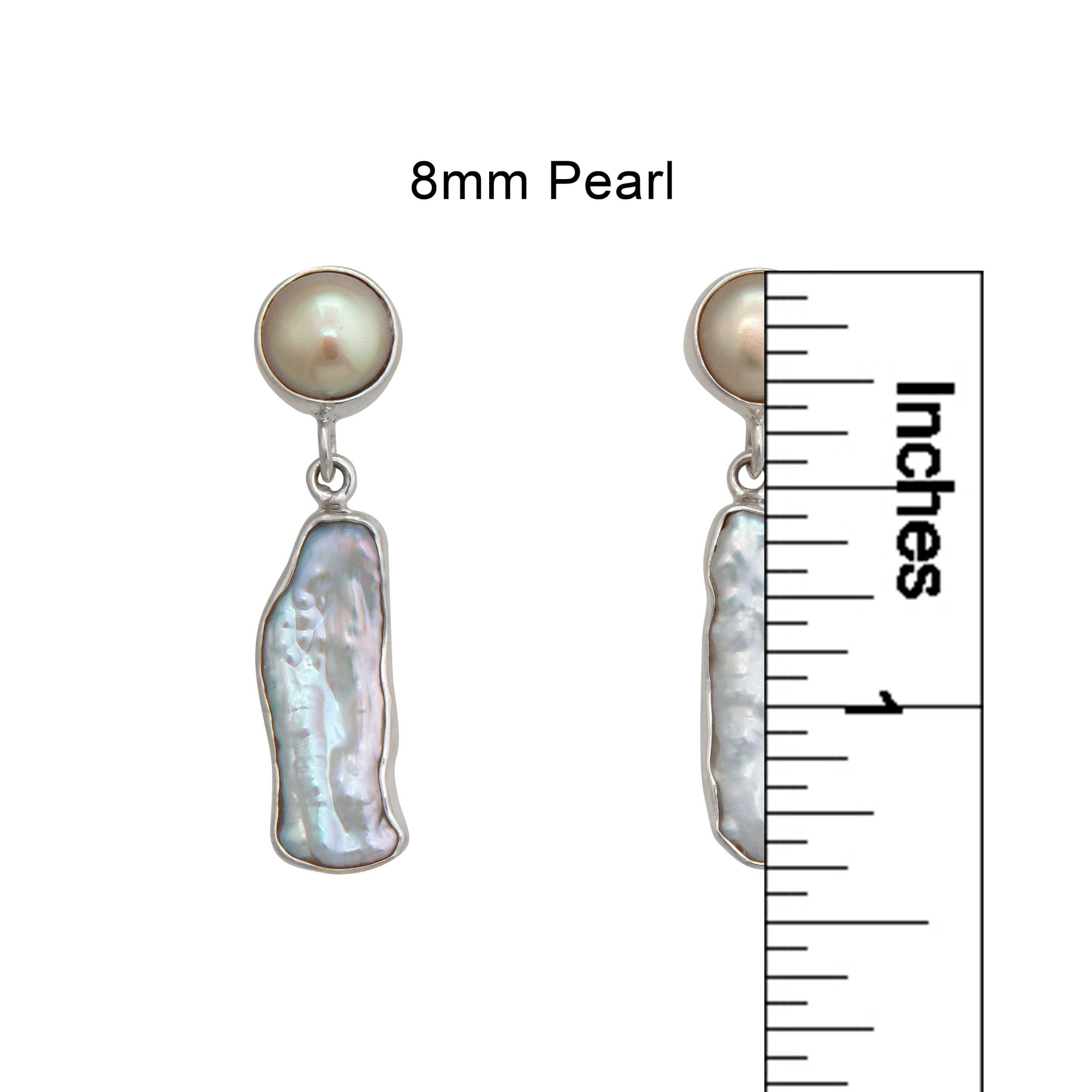 Sterling Silver Champagne Pearl and Biwa Pearl Post Earrings | Charles Albert Jewelry