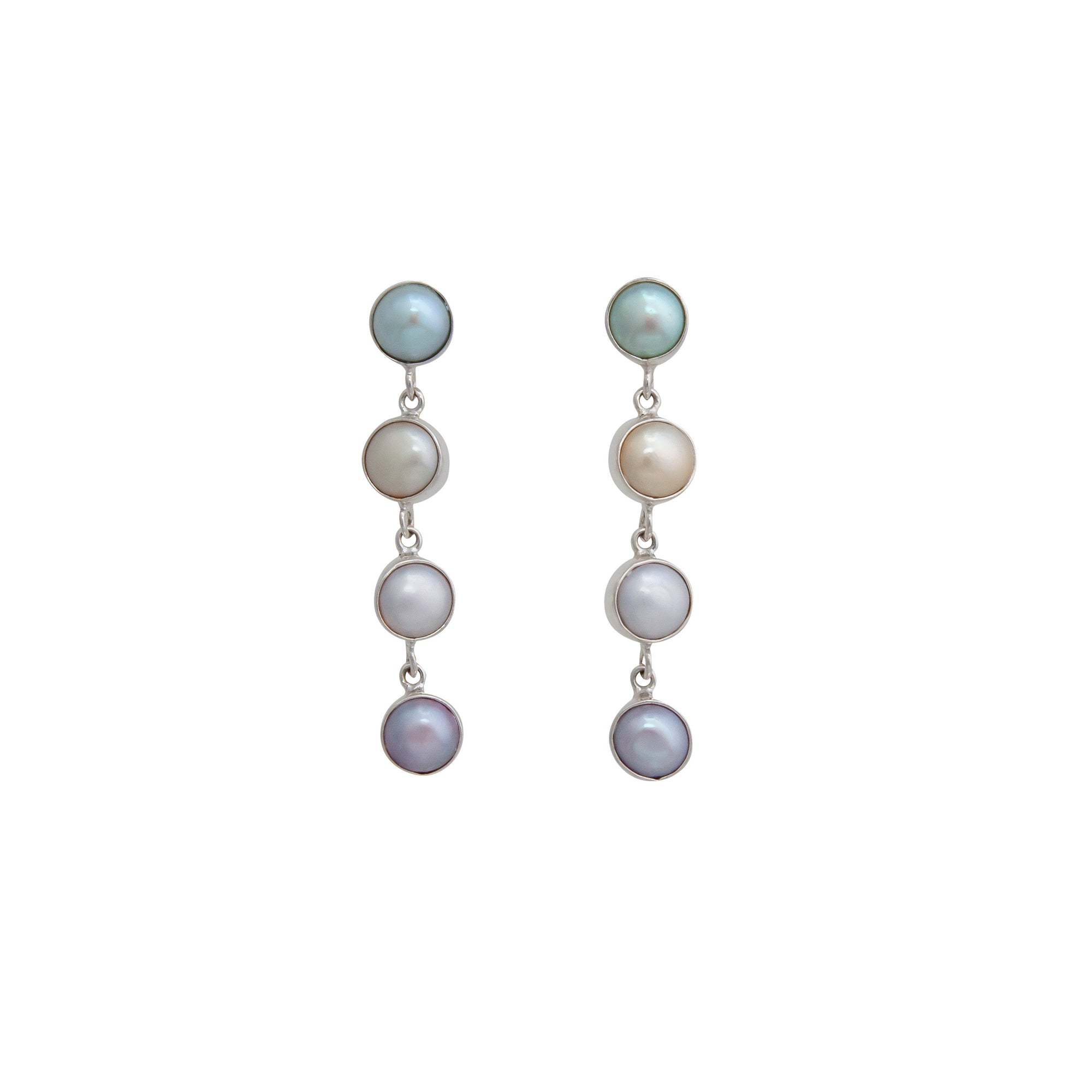 Sterling Silver Multi-Colored Pearl Post Earrings | Charles Albert Jewelry