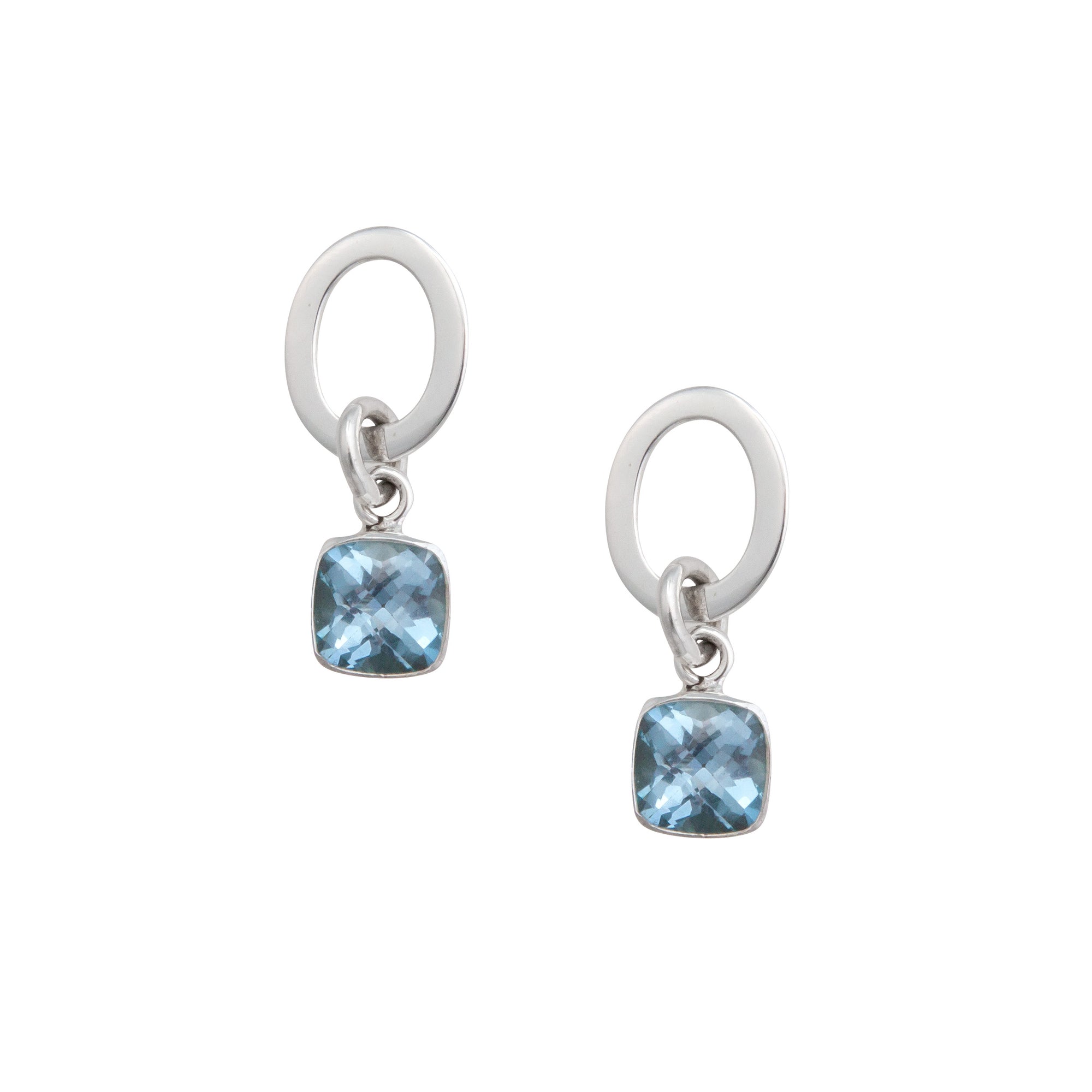 Sterling Silver Blue Topaz Round Post Earrings | Charles Albert Jewelry