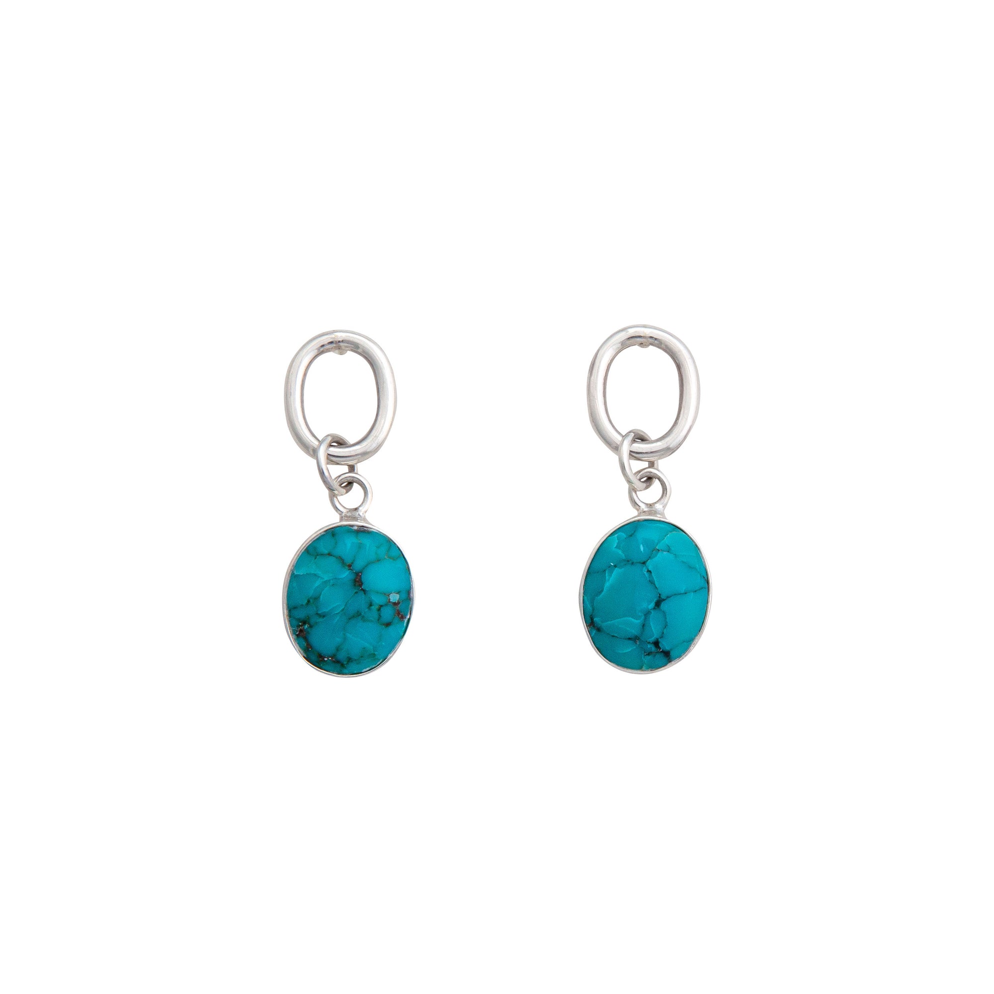 Sterling Silver Turquoise Oval Post Earrings | Charles Albert Jewelry
