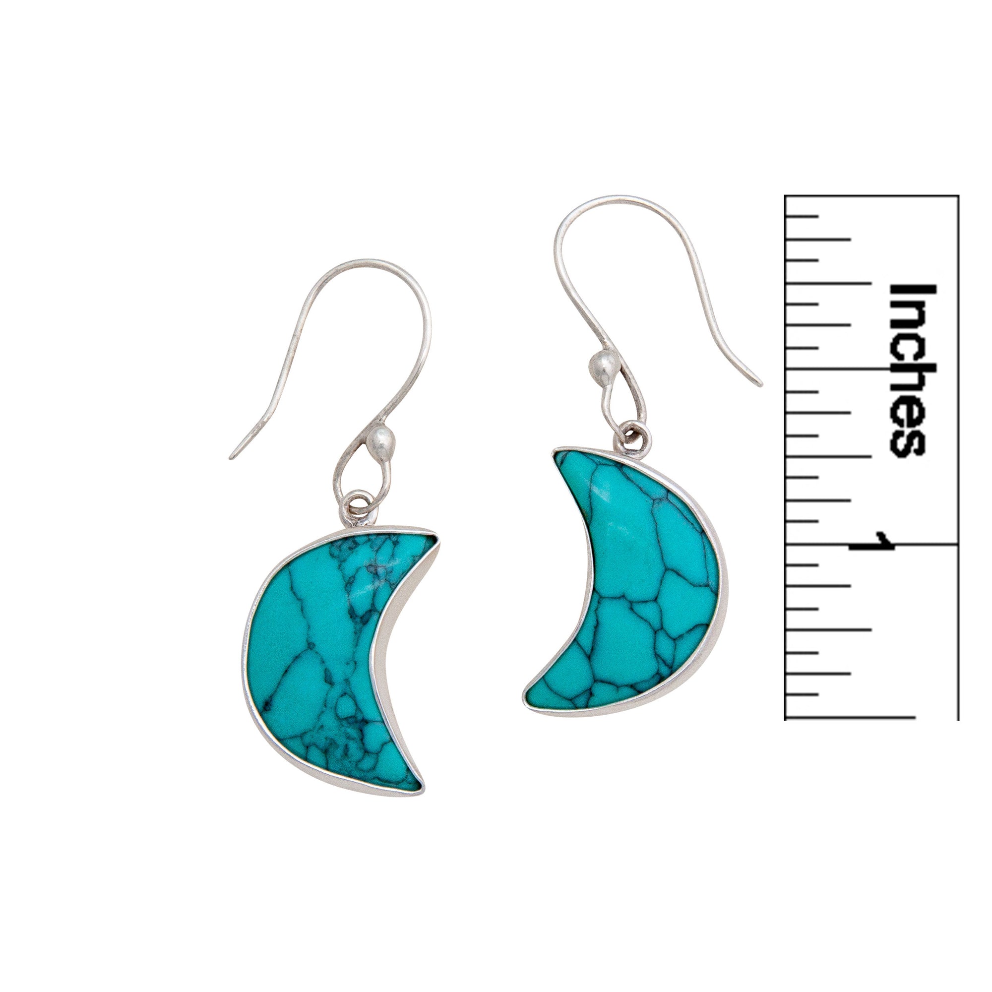Sterling Silver Howlite Moon Drop Earrings / Charles Albert Jewelry