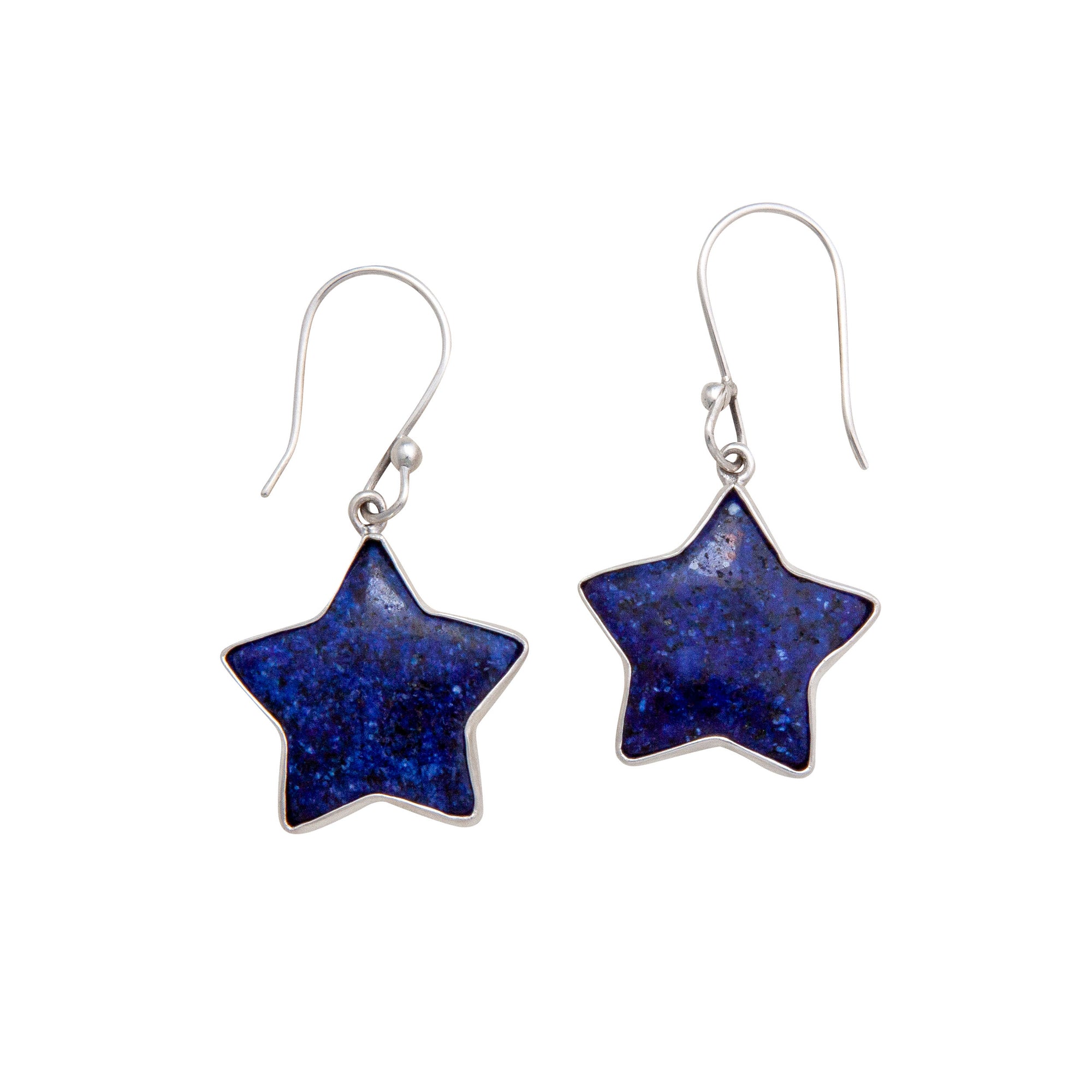 Sterling Silver Lapis Lazuli Star Drop Earrings / Charles Albert Jewelry