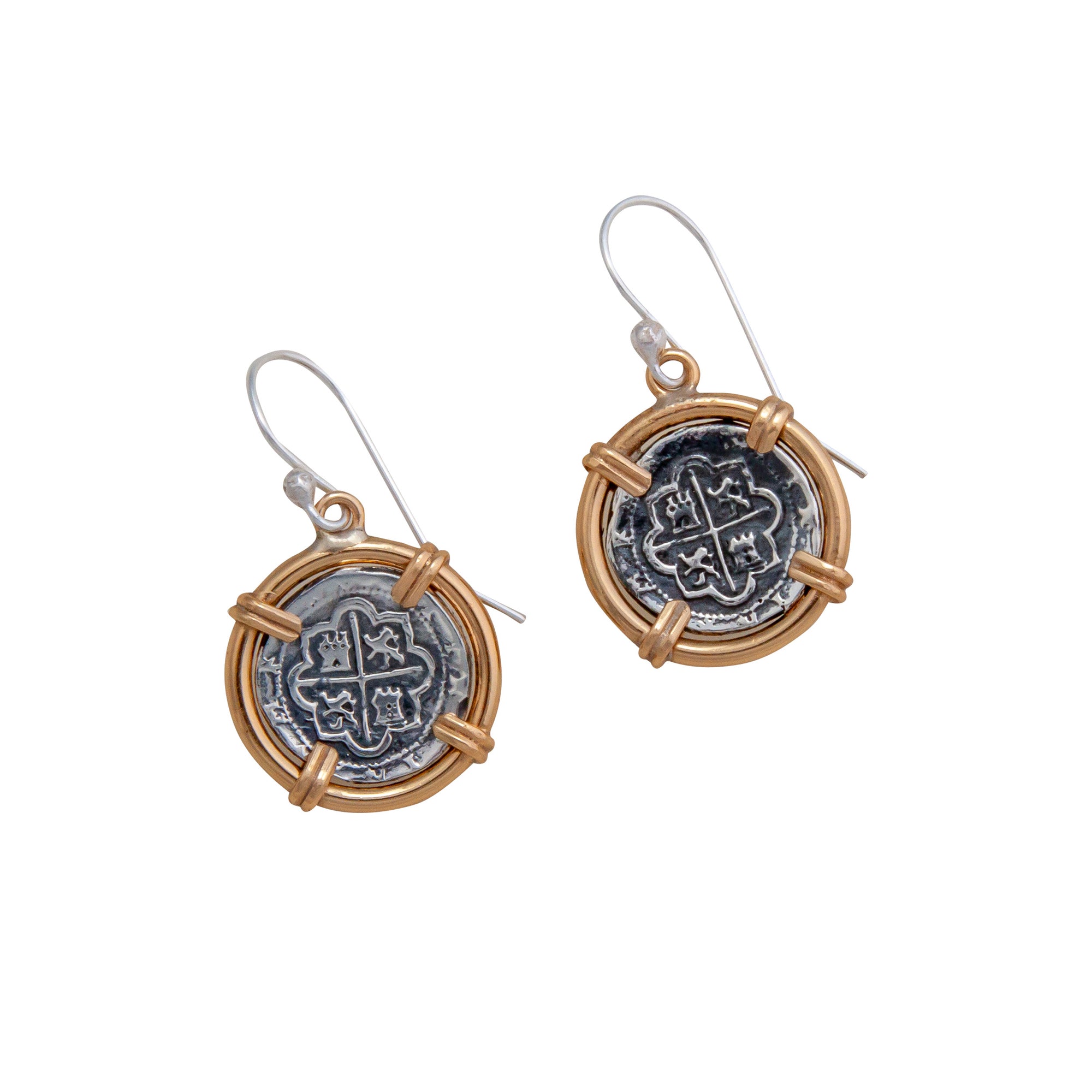Sterling Silver and Alchemia Replica Spanish Coin Drop Earrings | Charles Albert Jewelry