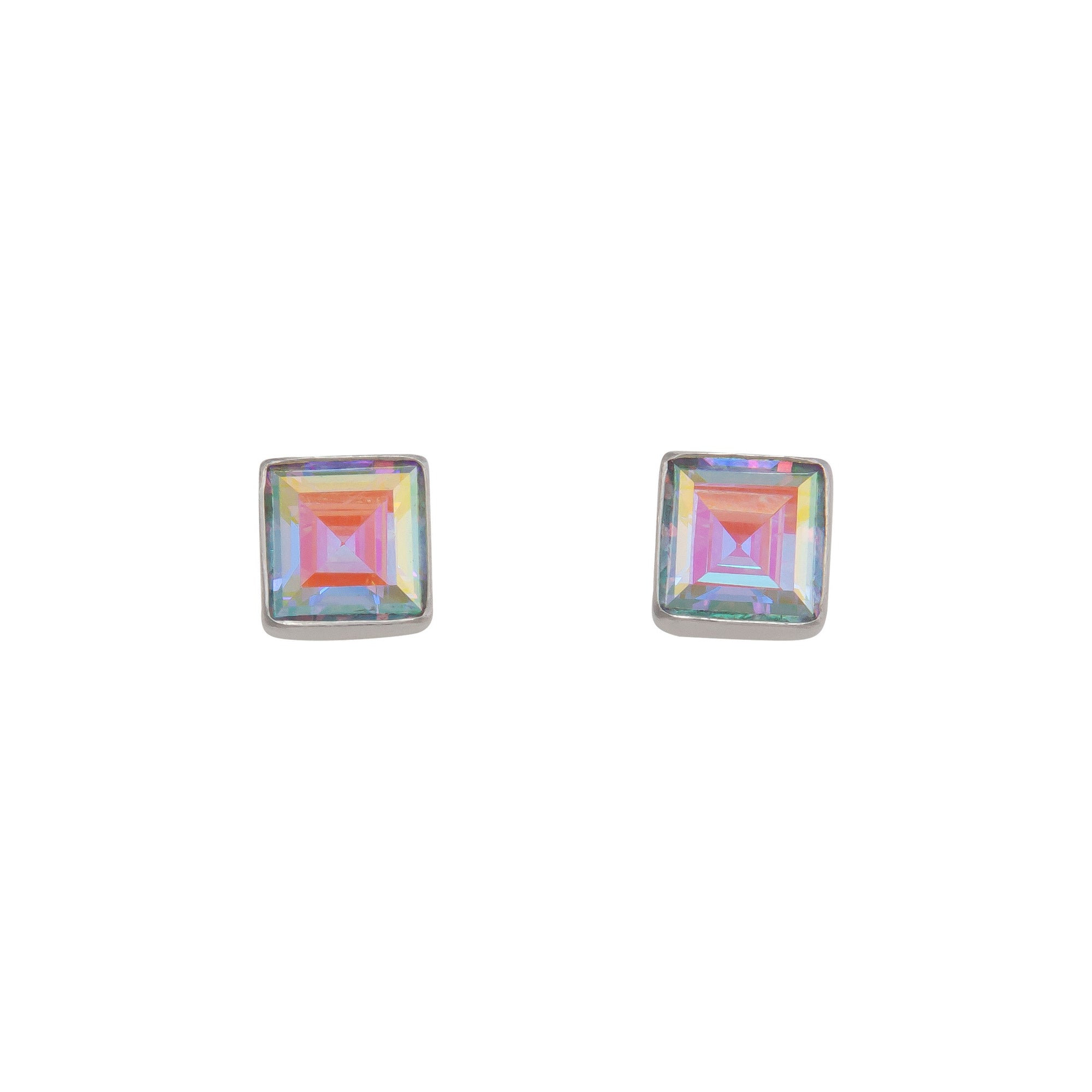 Sterling Silver Mercury Mist Square Post Earrings | Charles Albert Jewelry