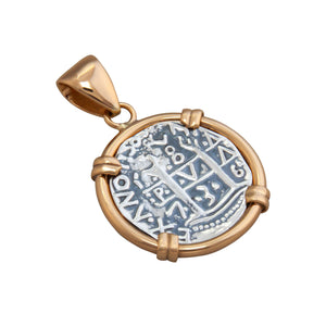 Sterling Silver and Alchemia Reversible Replica Treasure Coin Prong Pendant | Charles Albert Jewelry