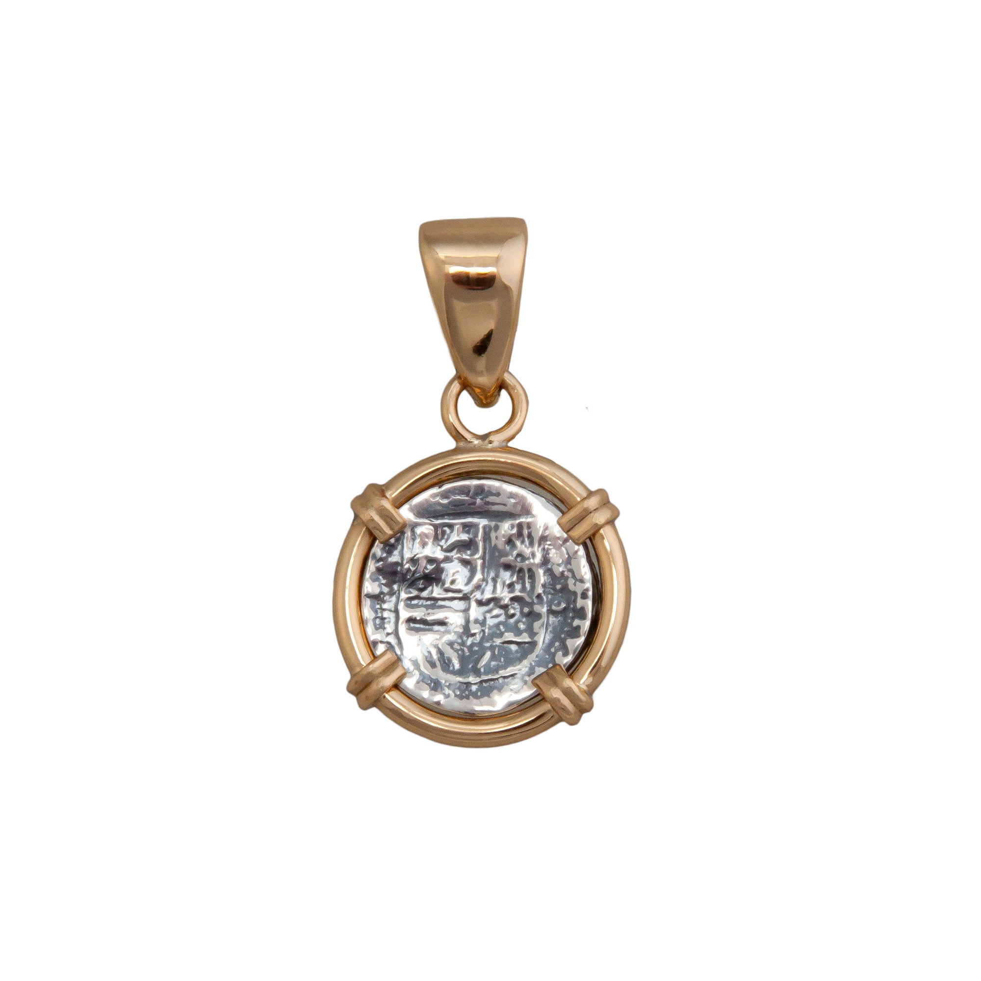 Sterling Silver and Alchemia Replica Spanish Reversible Coin Prong Pendant | Charles Albert Jewelry