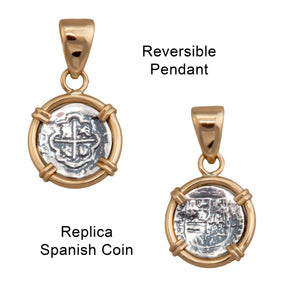 Sterling Silver and Alchemia Replica Spanish Reversible Coin Prong Pendant