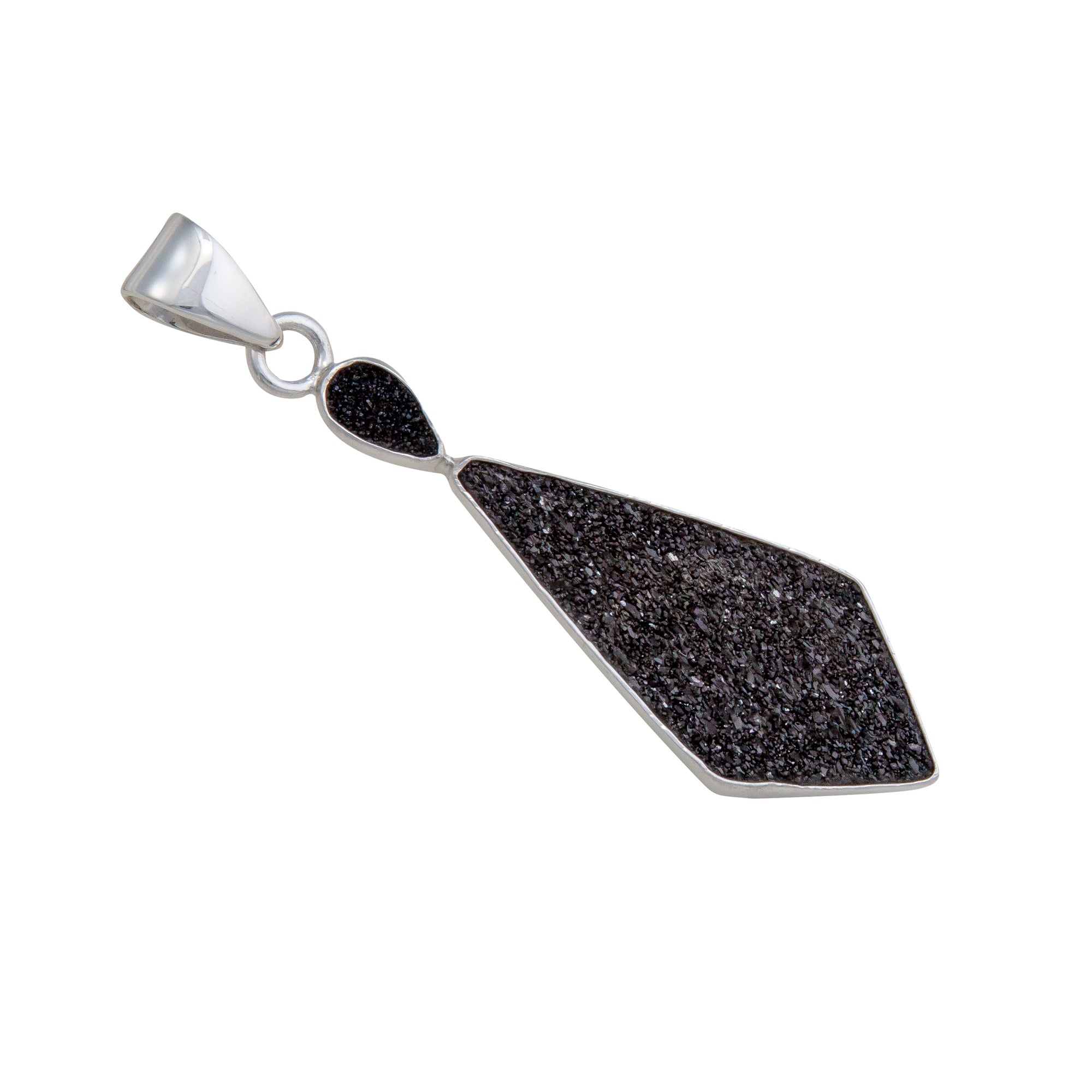 Sterling Silver Black Druzy Double Pendant