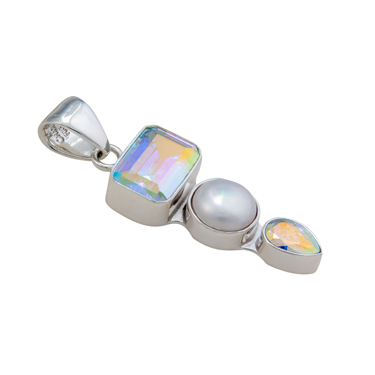 Sterling Silver Mercury Mist and Pearl Triple Pendant | Charles Albert Jewelry