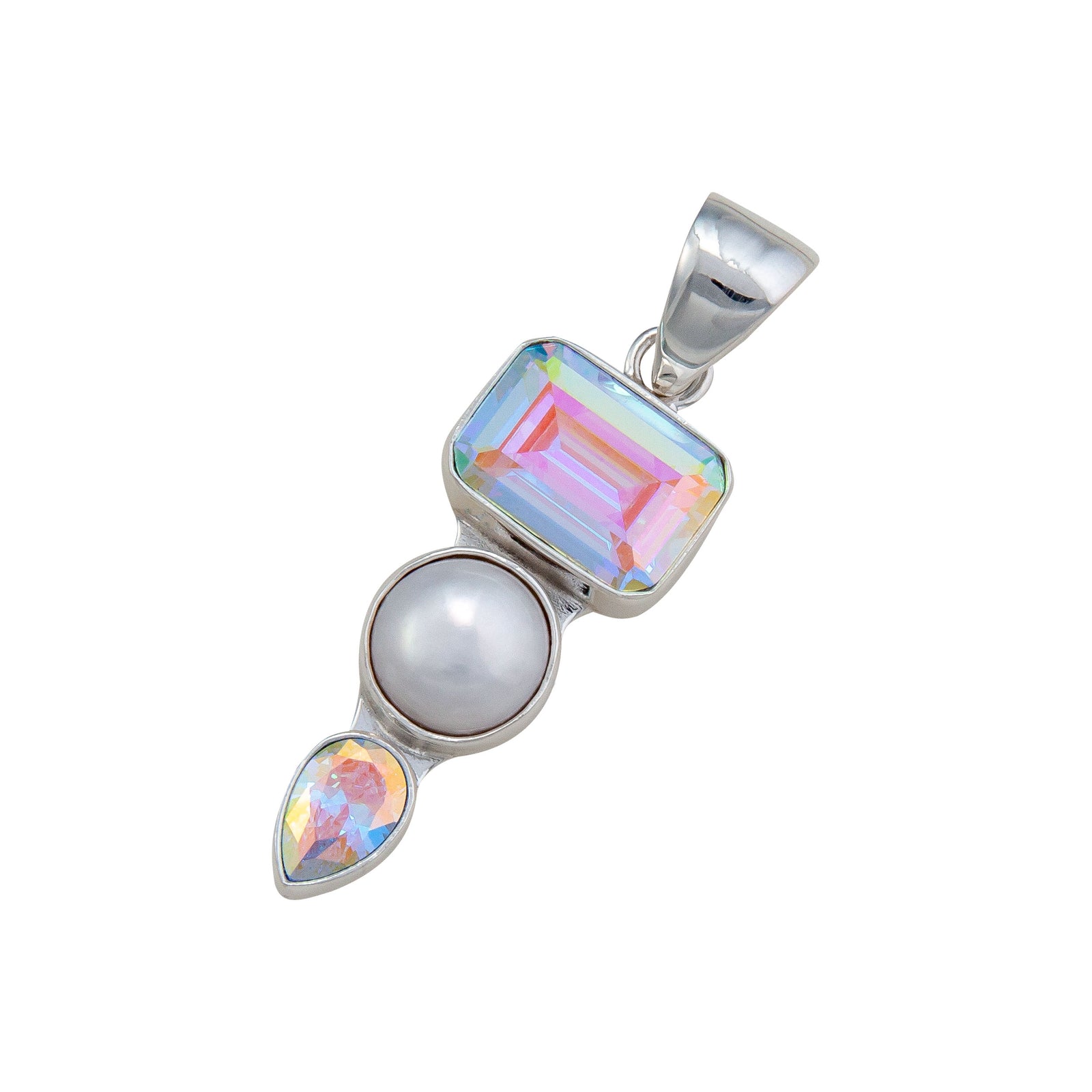 Sterling Silver Mercury Mist and Pearl Triple Pendant | Charles Albert Jewelry