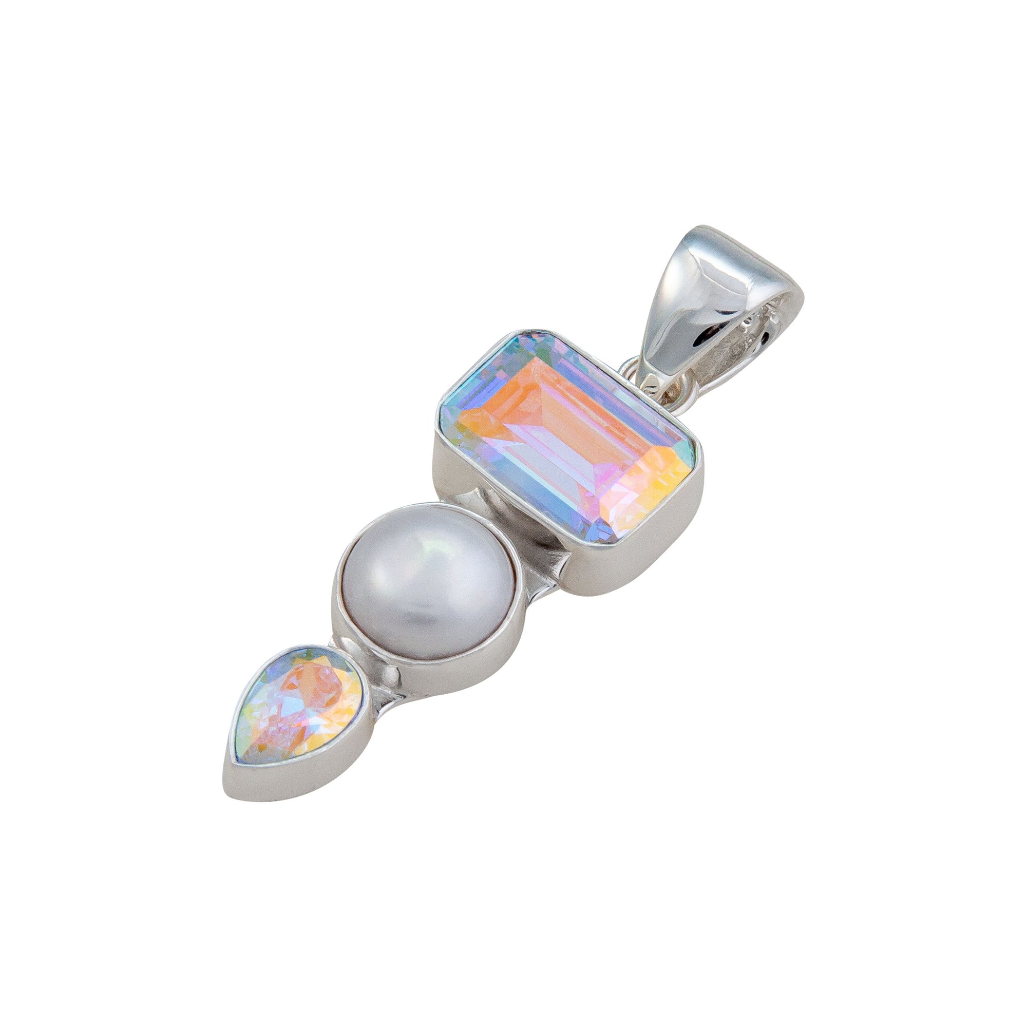 Sterling Silver Mercury Mist and Pearl Triple Pendant | Charles Albert Jewelry