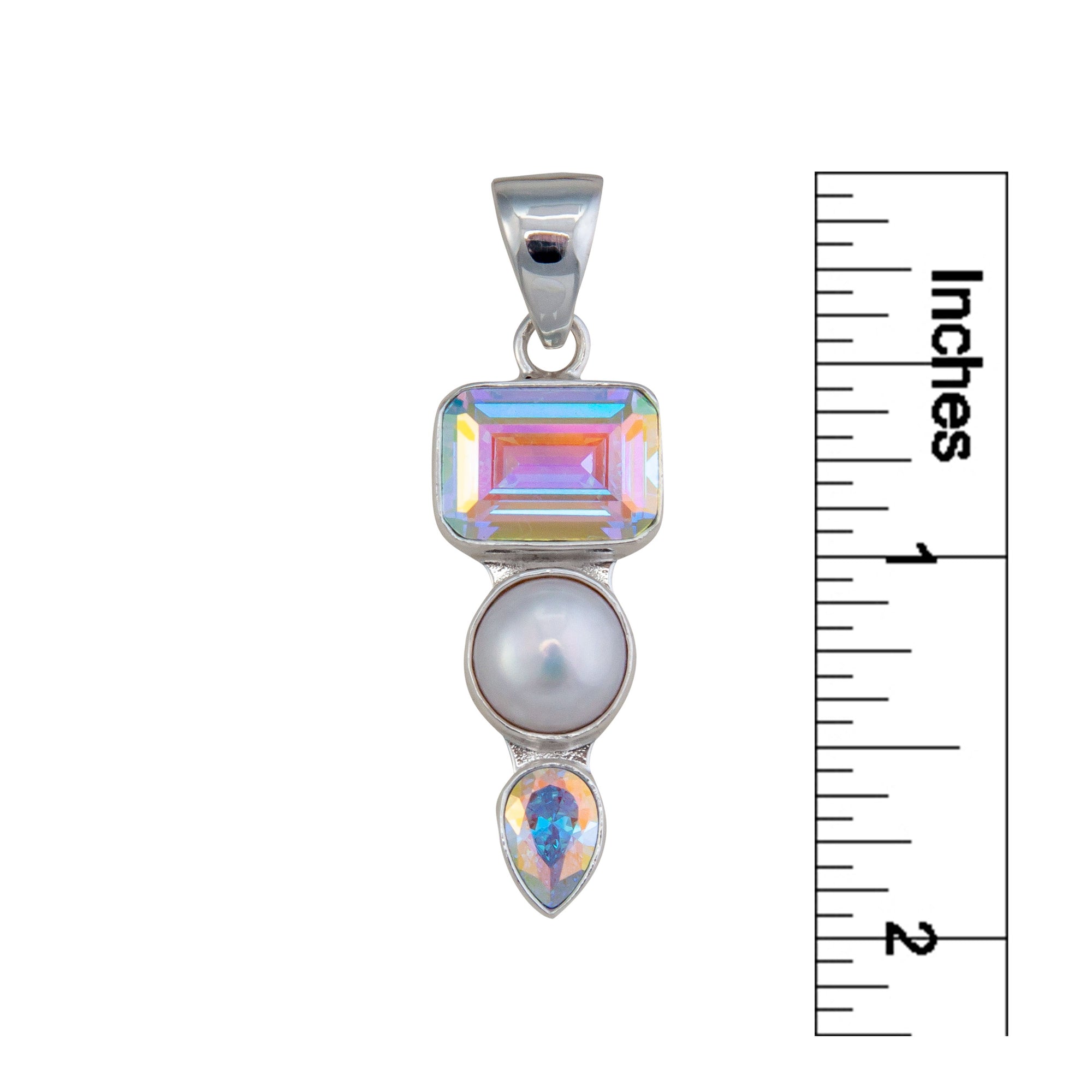 Sterling Silver Mercury Mist and Pearl Triple Pendant | Charles Albert Jewelry