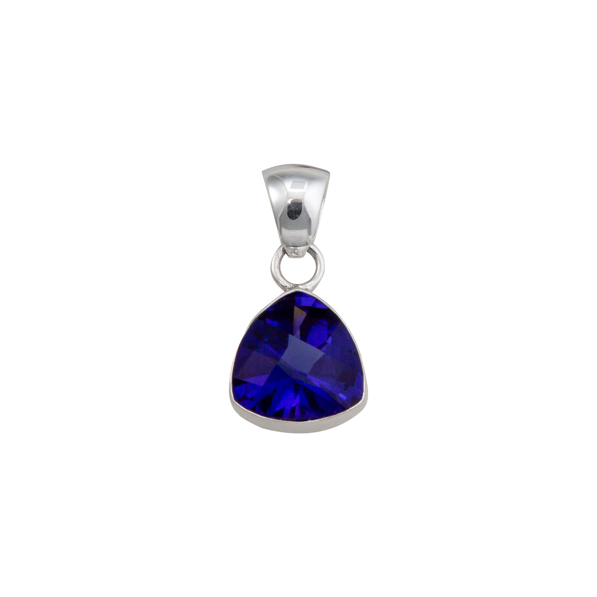 Sterling Silver Lab Created Tanzanite Trillion Pendant | Charles Albert Jewelry