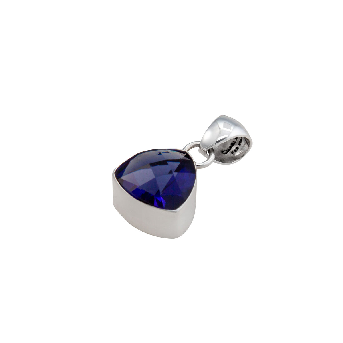 Sterling Silver Lab Created Tanzanite Trillion Pendant | Charles Albert Jewelry