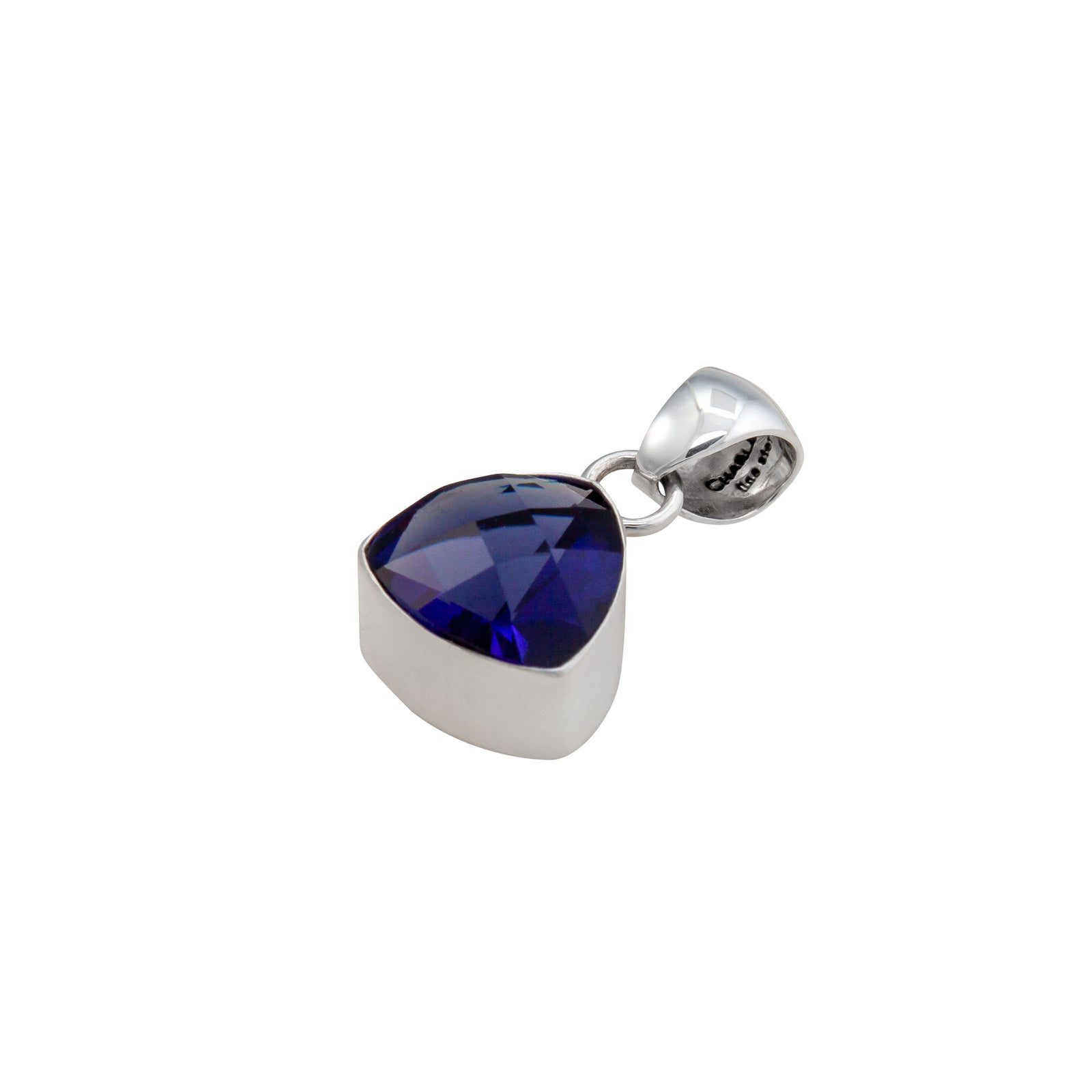 Sterling Silver Lab Created Tanzanite Trillion Pendant | Charles Albert Jewelry