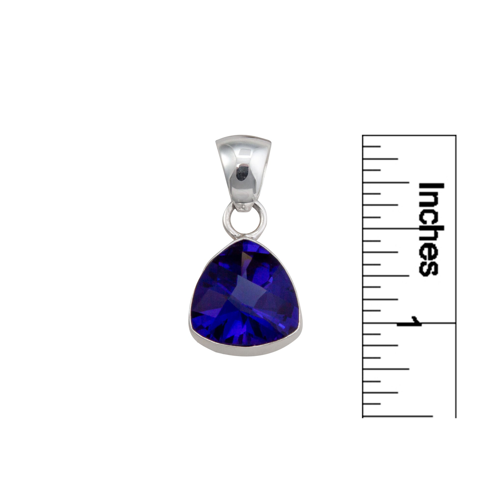 Sterling Silver Lab Created Tanzanite Trillion Pendant | Charles Albert Jewelry