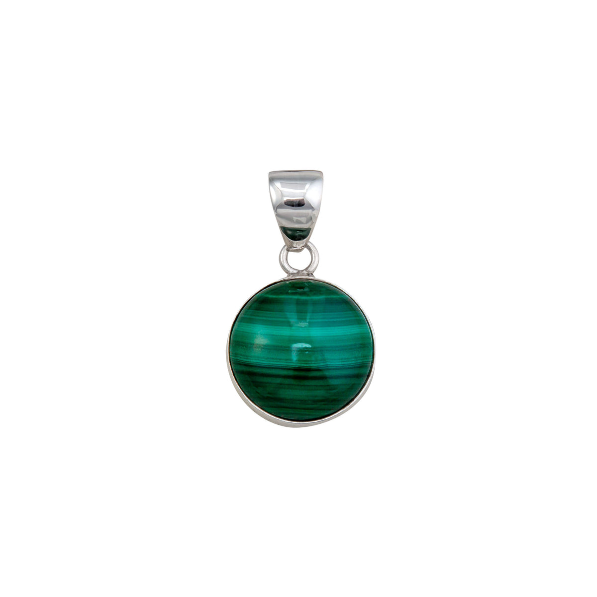 Sterling Silver Malachite Round Pendant | Charles Albert Jewelry