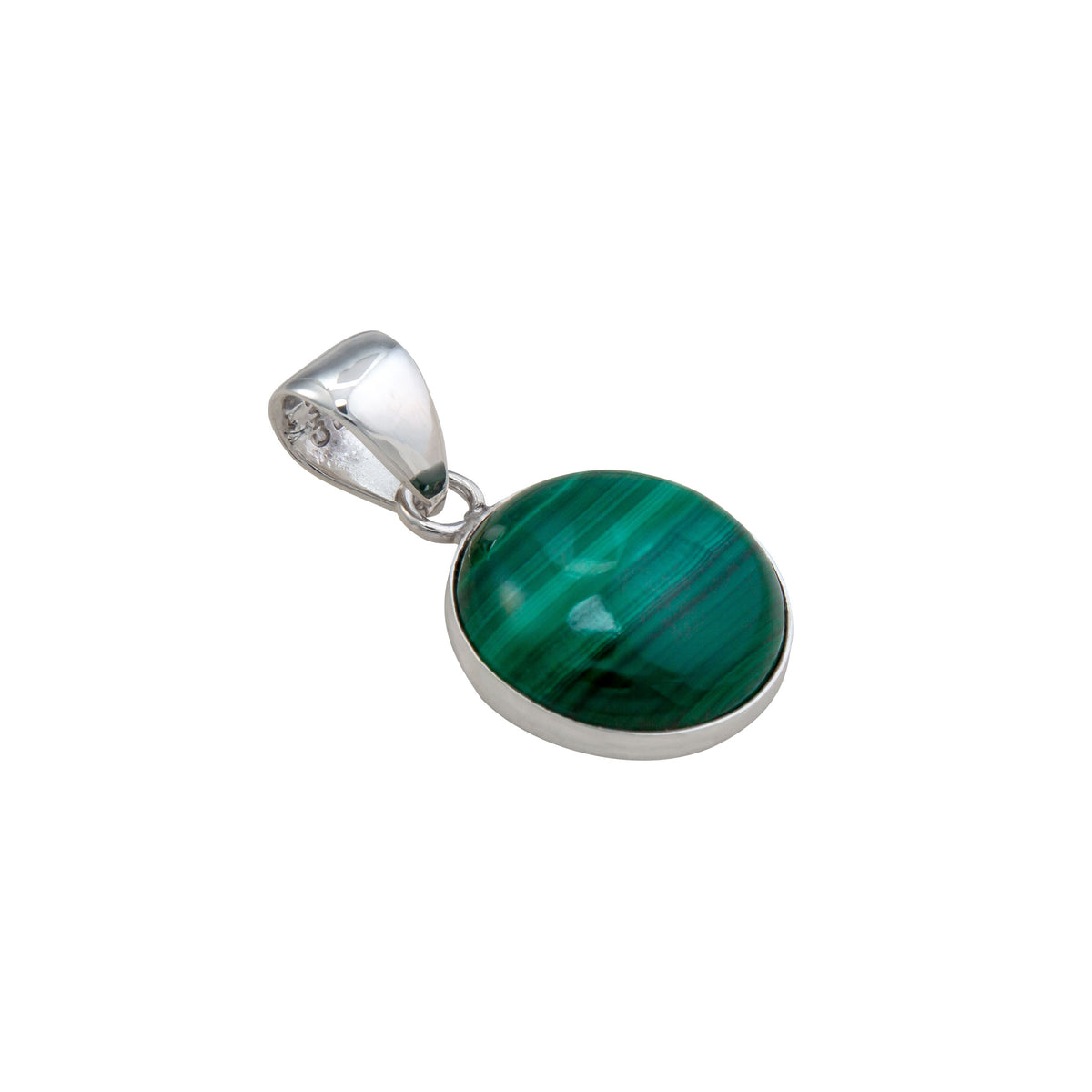 Sterling Silver Malachite Round Pendant | Charles Albert Jewelry