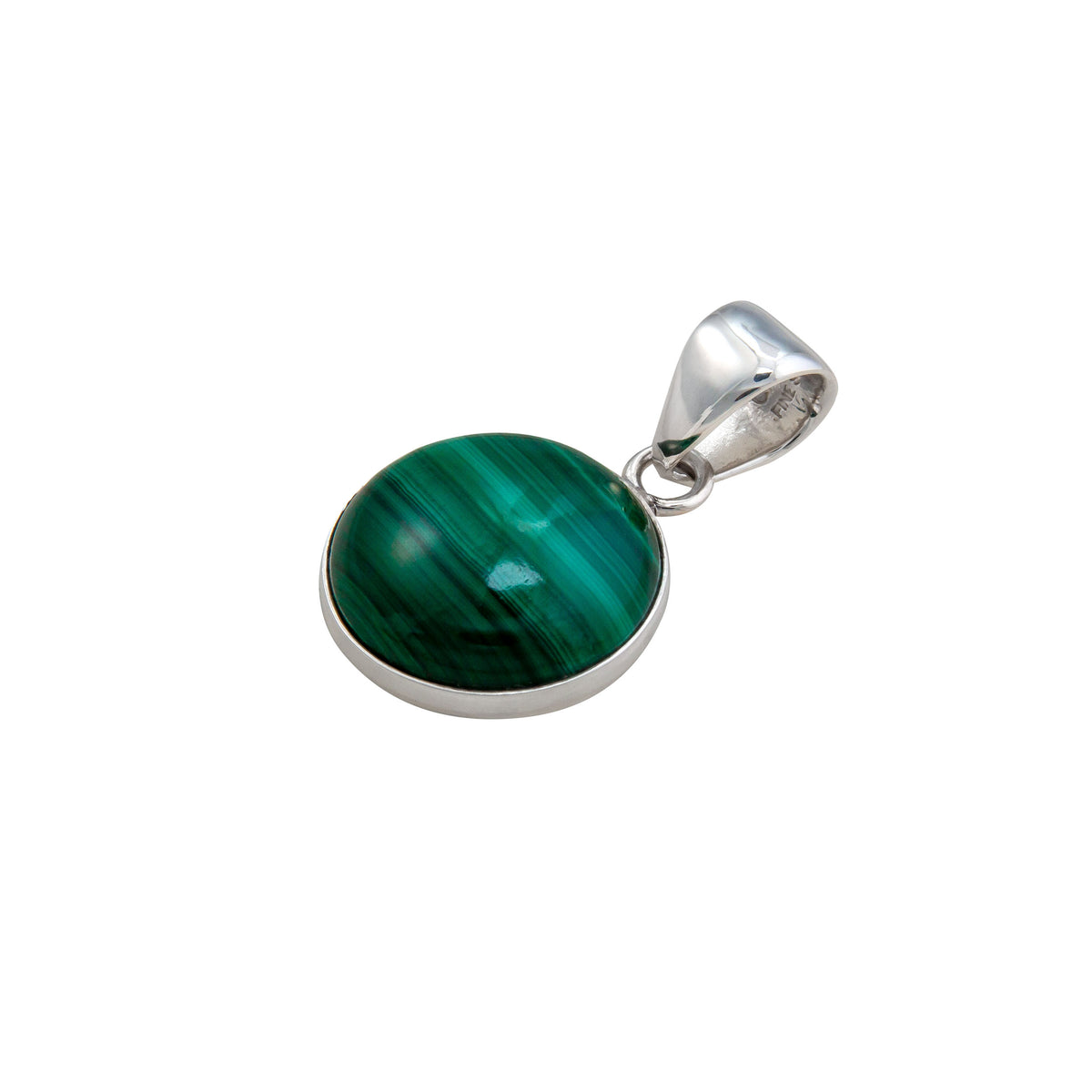Sterling Silver Malachite Round Pendant | Charles Albert Jewelry