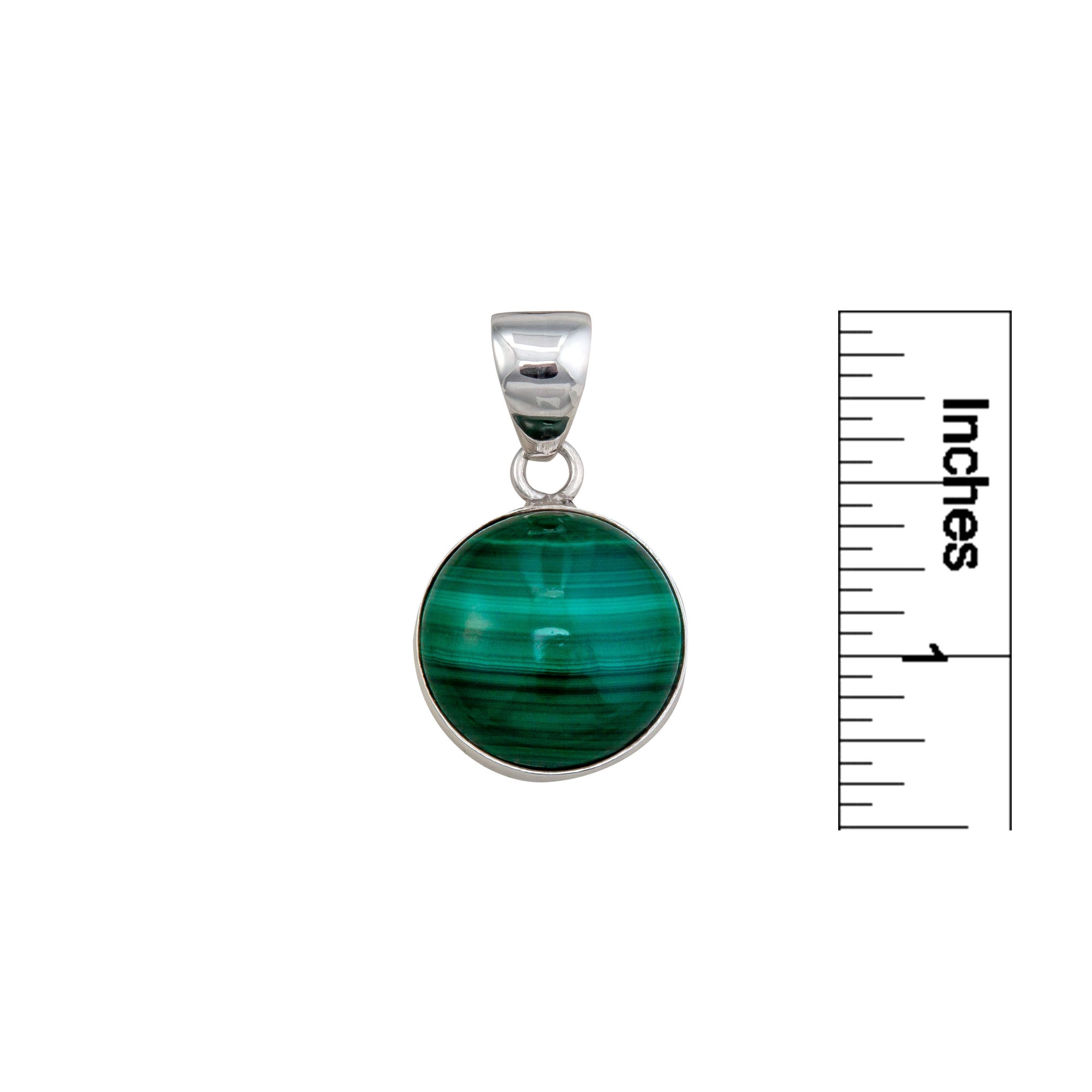 Sterling Silver Malachite Round Pendant | Charles Albert Jewelry