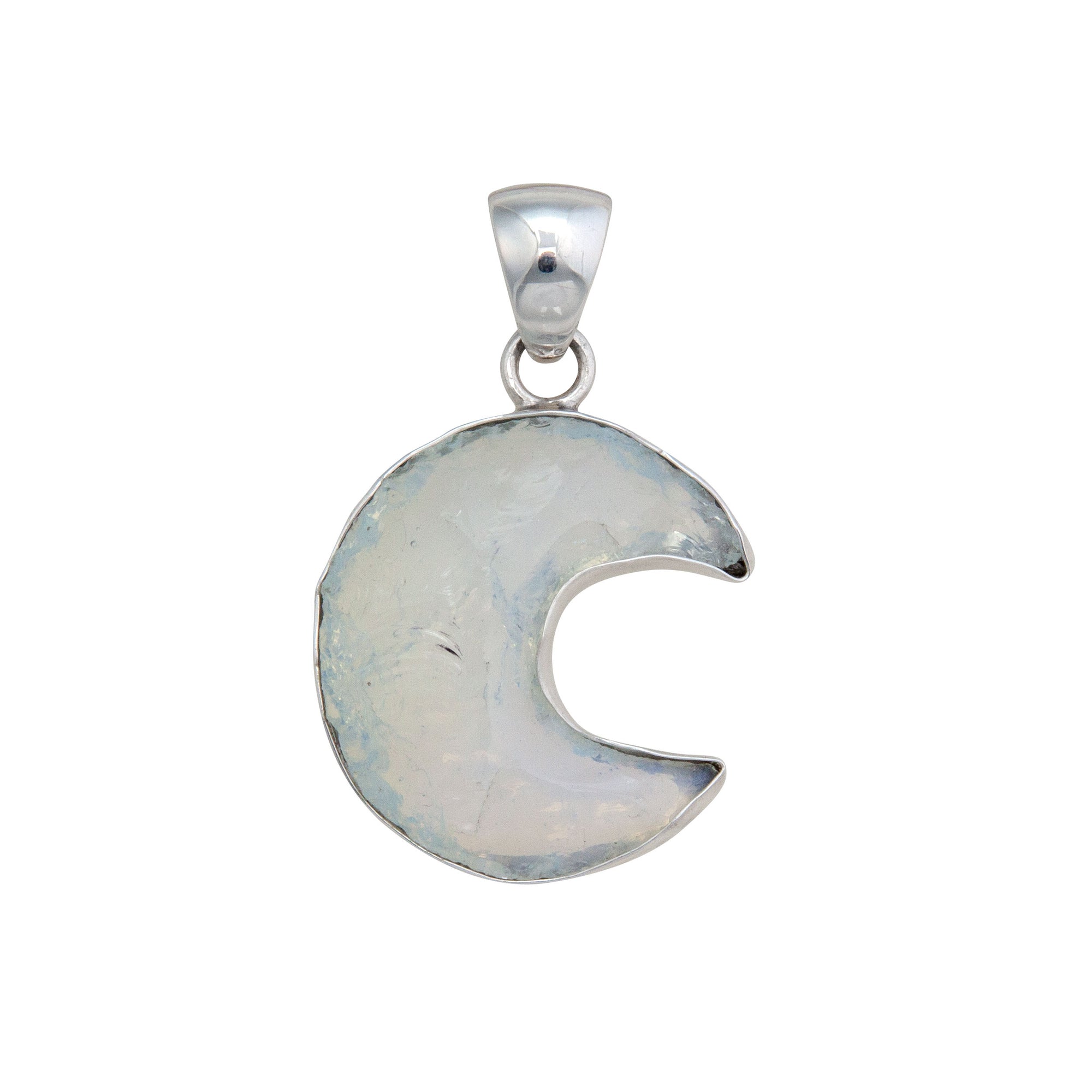 Sterling Silver Opalite Moon Pendant | Charles Albert Jewelry
