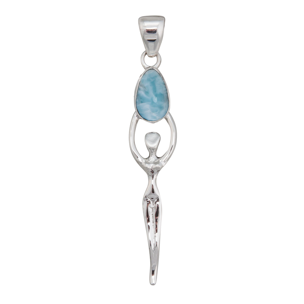 Sterling Silver Larimar Goddess Pendant | Charles Albert Jewelry