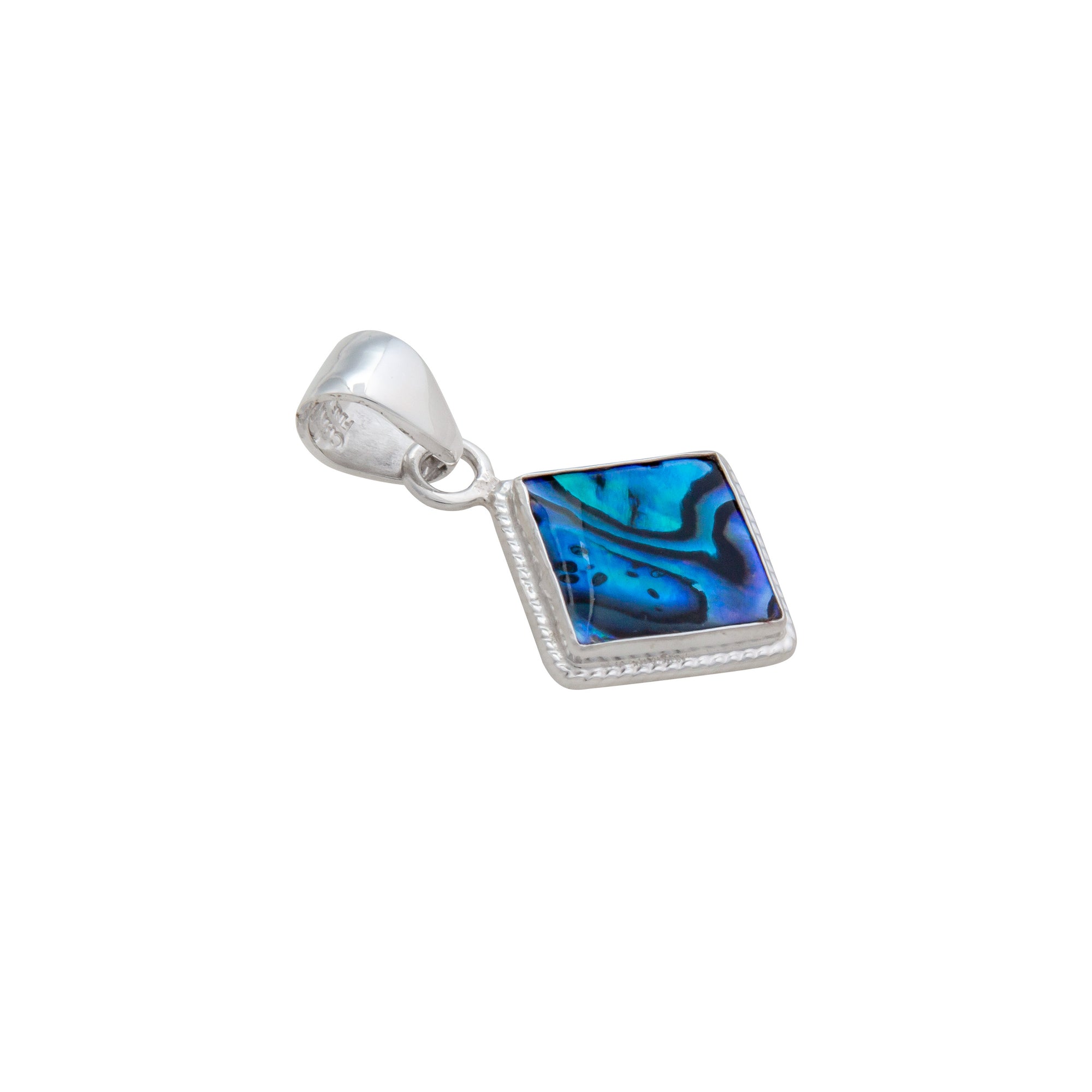 Sterling Silver Teal Abalone Rope Pendant | Charles Albert Jewelry