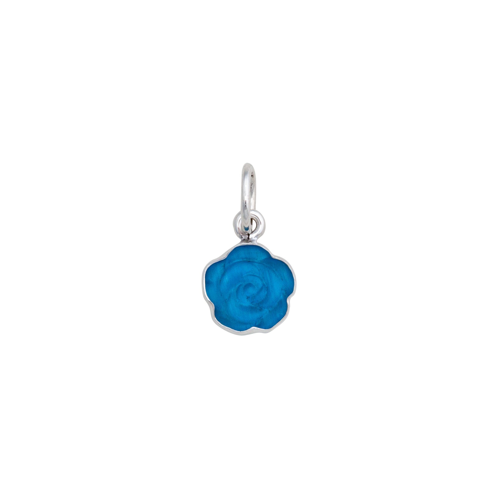 Sterling Silver Blue Rose Fiber Optic Petite Charm Pendant | Charles Albert Jewelry