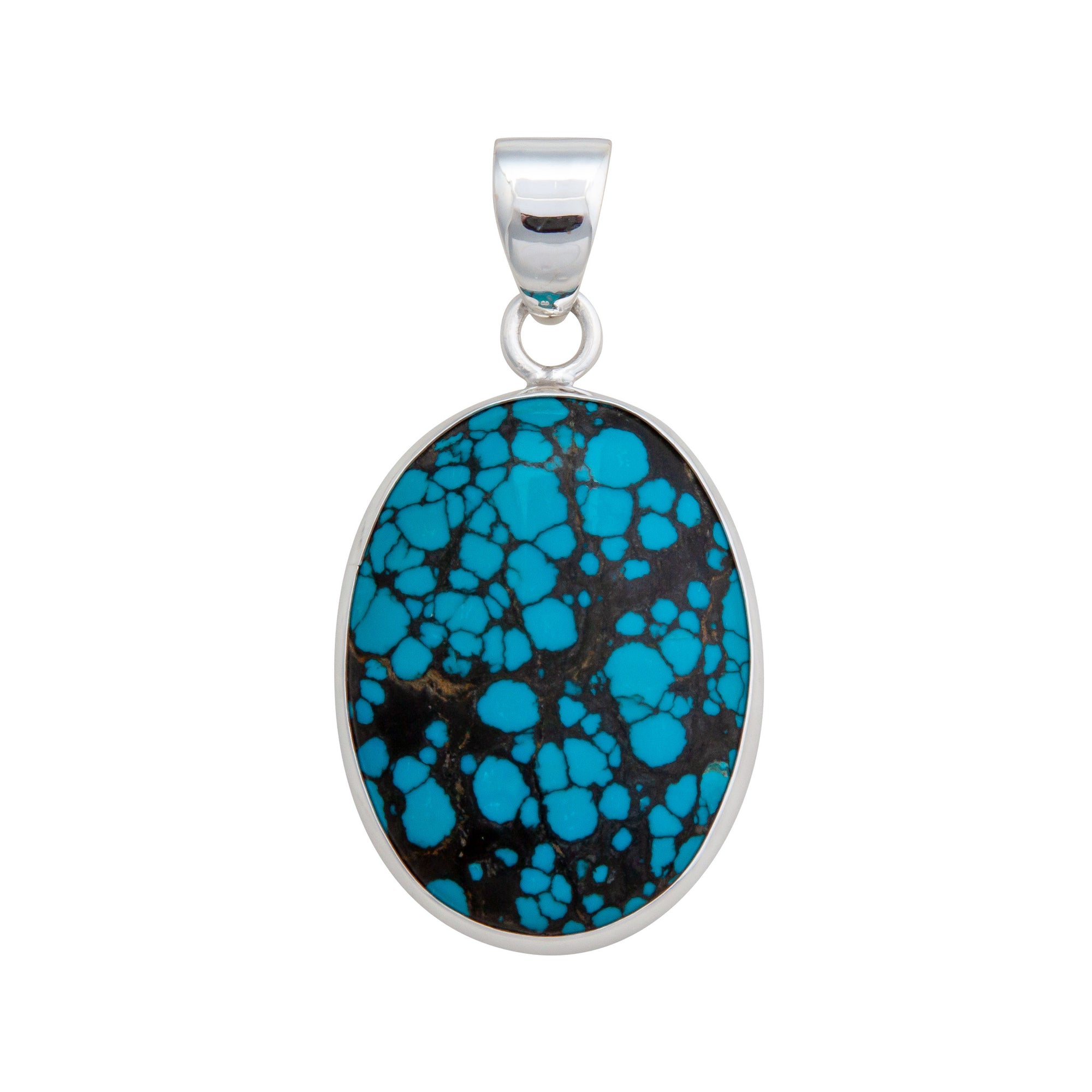 Sterling Silver Turquoise Oval Pendant | Charles Albert Jewelry