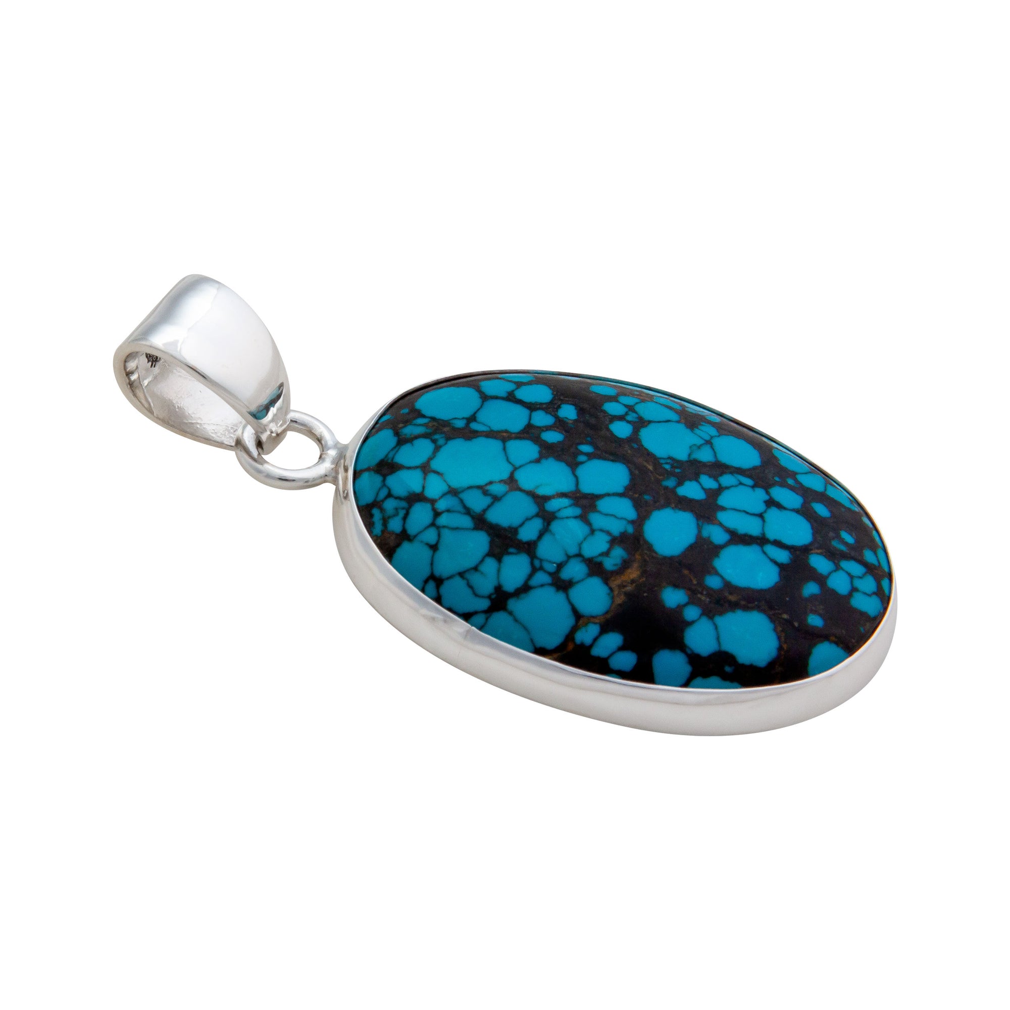 Sterling Silver Turquoise Oval Pendant | Charles Albert Jewelry