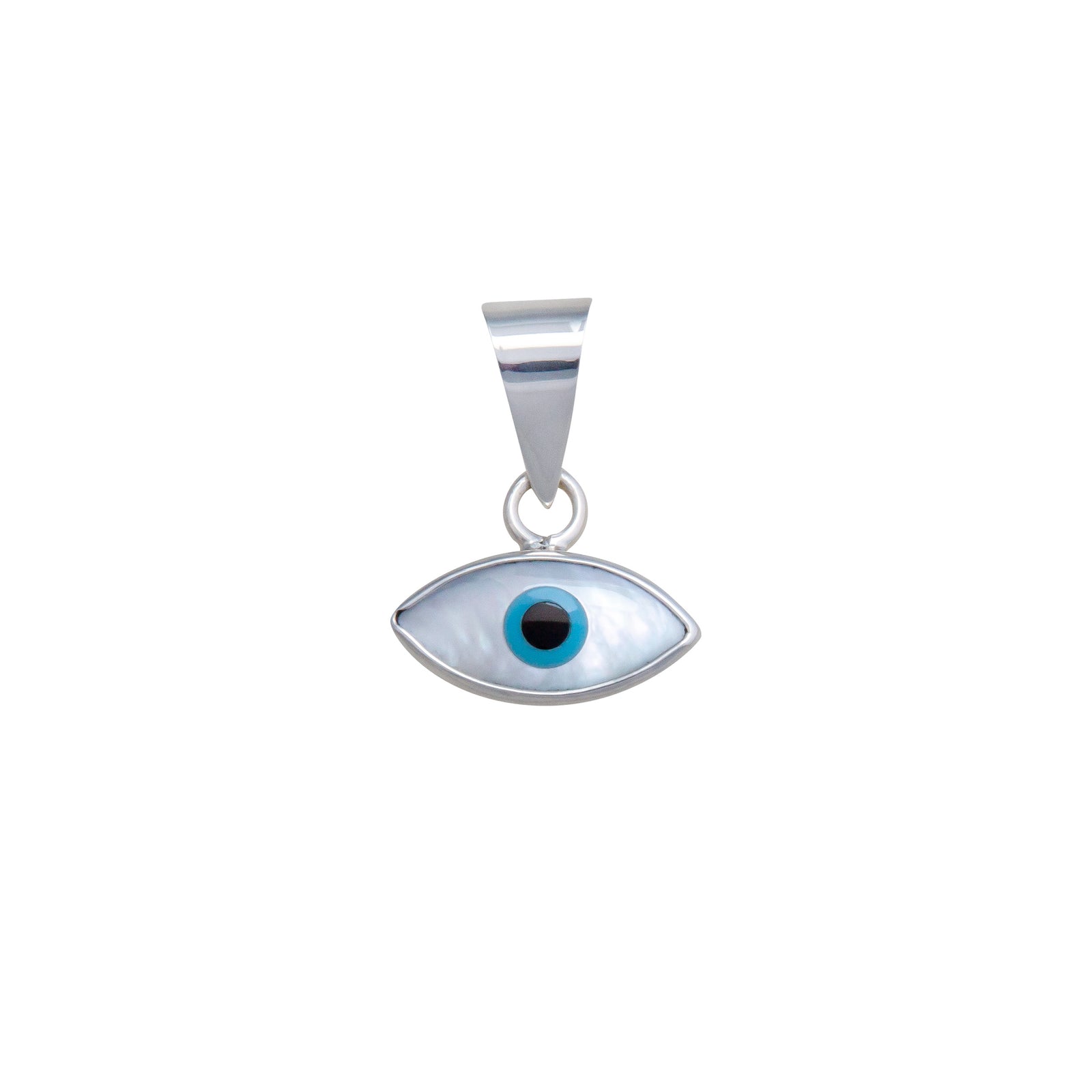 Sterling Silver Mother of Pearl Evil Eye Pendant | Charles Albert Jewelry