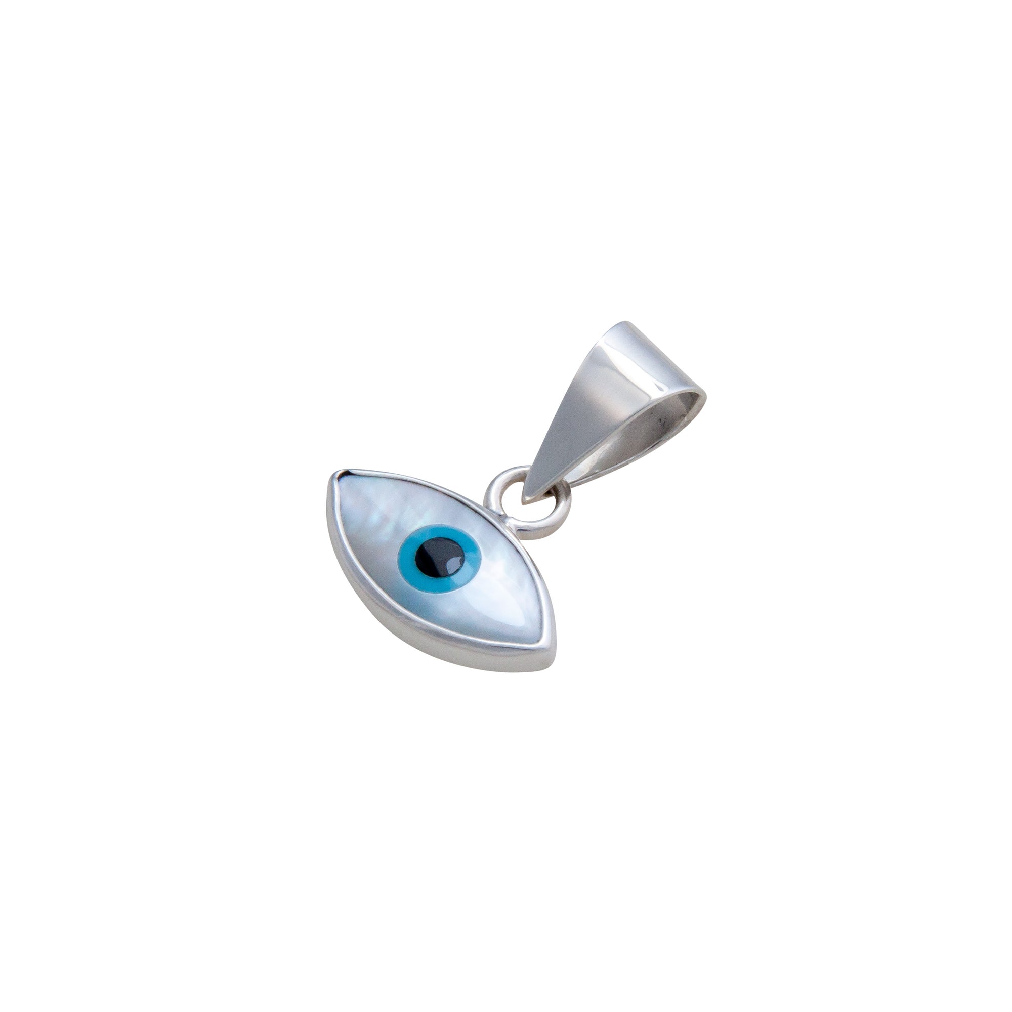 Sterling Silver Mother of Pearl Evil Eye Pendant | Charles Albert Jewelry