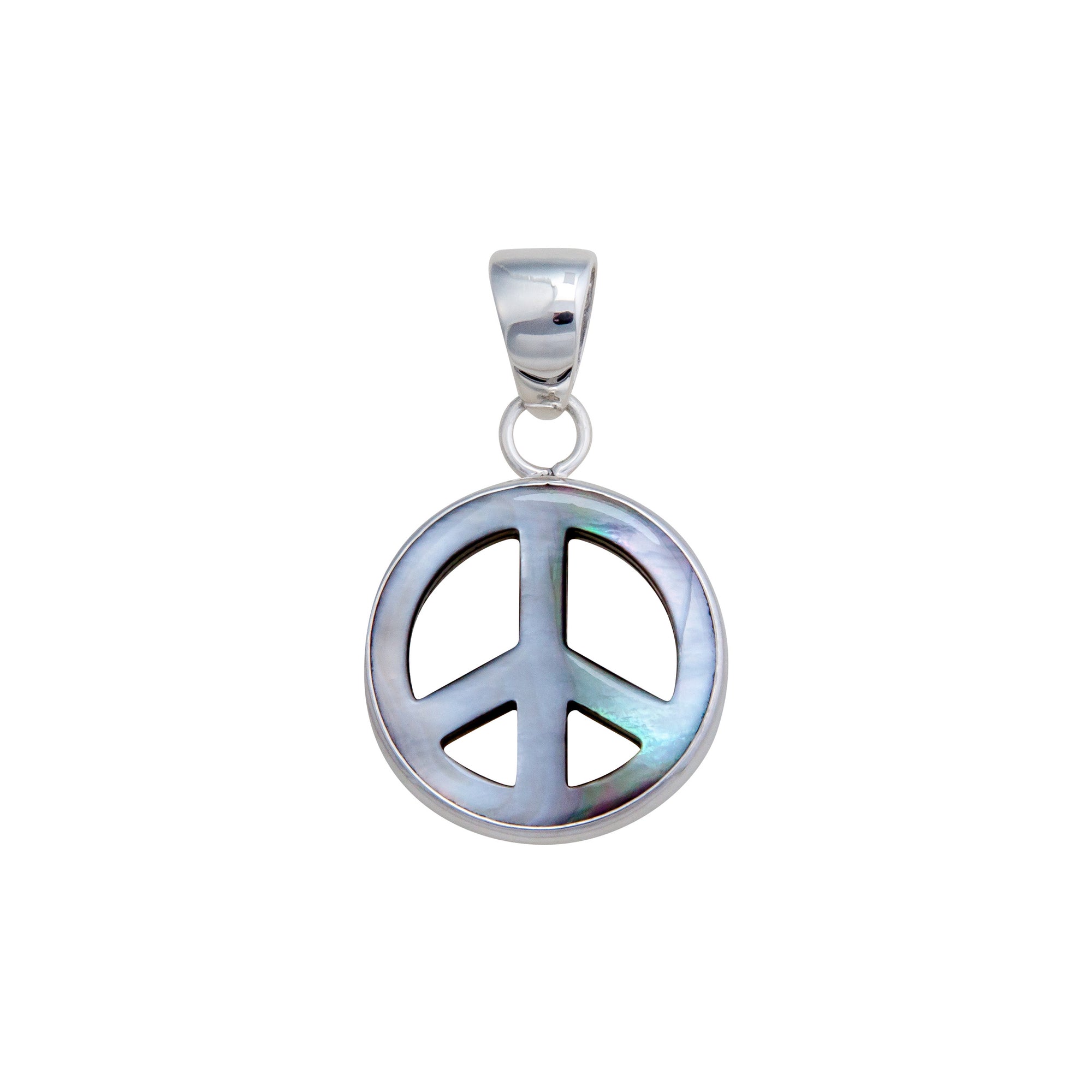 Sterling Silver Mother of Pearl Peace Sign Pendant | Charles Albert Jewelry